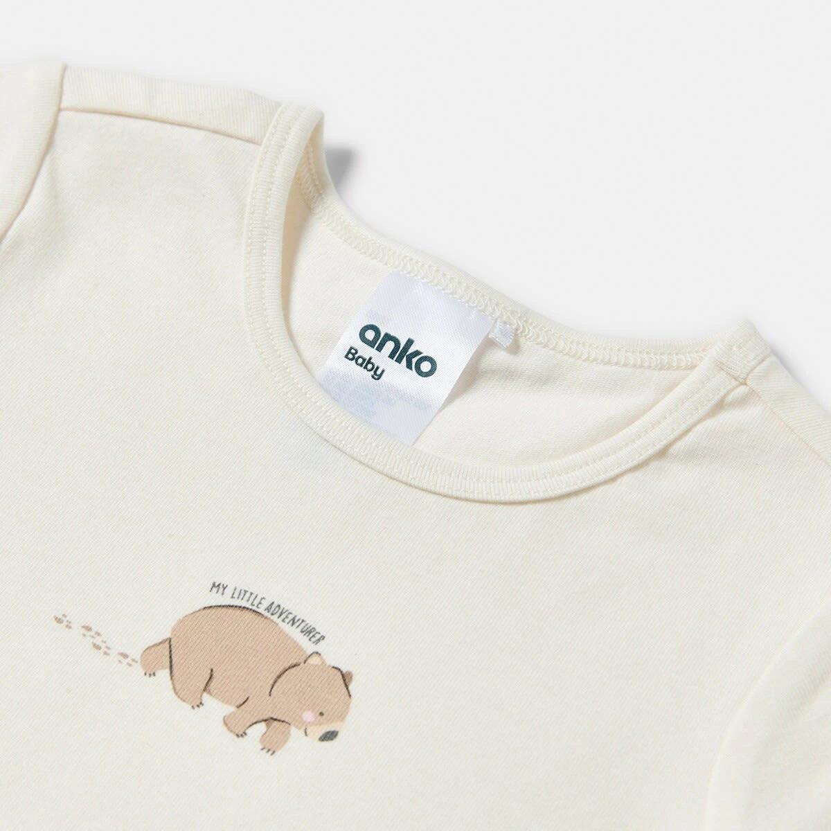 6 3 Pack Short Sleeve Print Bodysuits TAN WOMBAT, 6 of 8