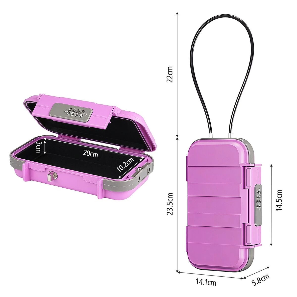 3 AUSWAY Portable Safe Lock Box Personal Beach Security Case Travel Combination, 3 of 3