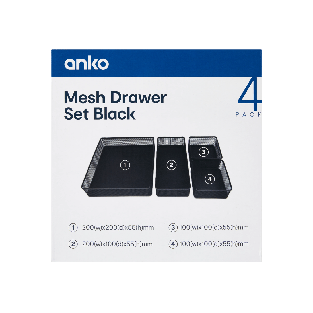 7 4 Pack Mesh Drawer Set - Black, 7 of 8