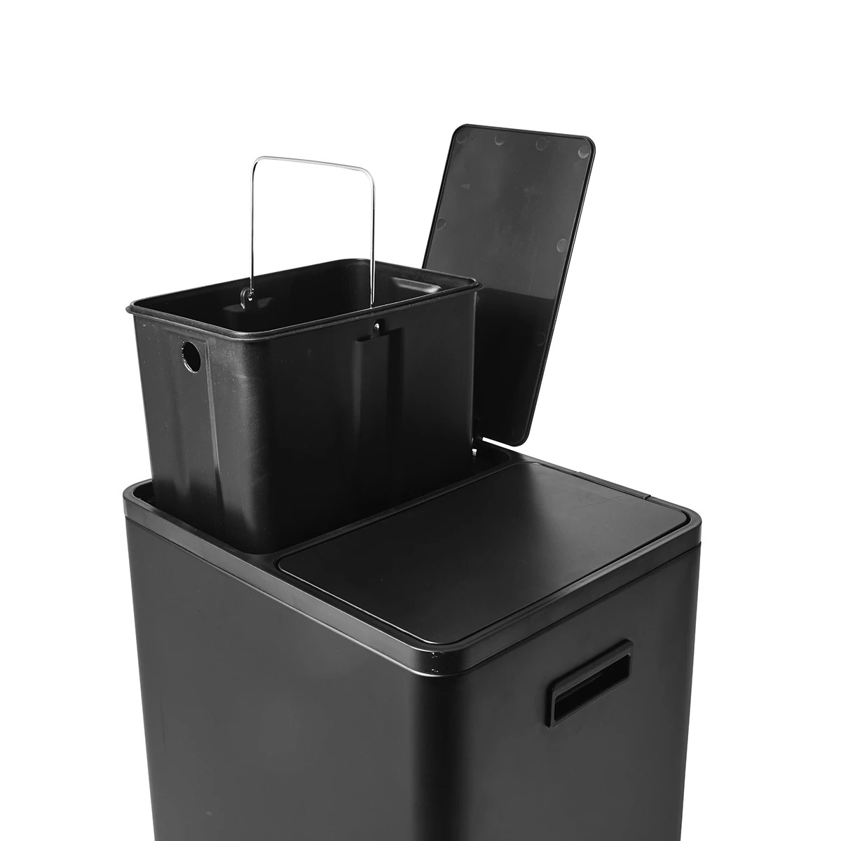6 40L 2 Compartment Matte Black Recycle Bin, 6 of 8