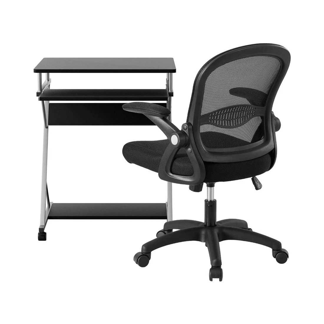 3 Artiss Computer Desk Mesh Office Chair Set Desks with Keyboard Shelf Try - Black, 3 of 6