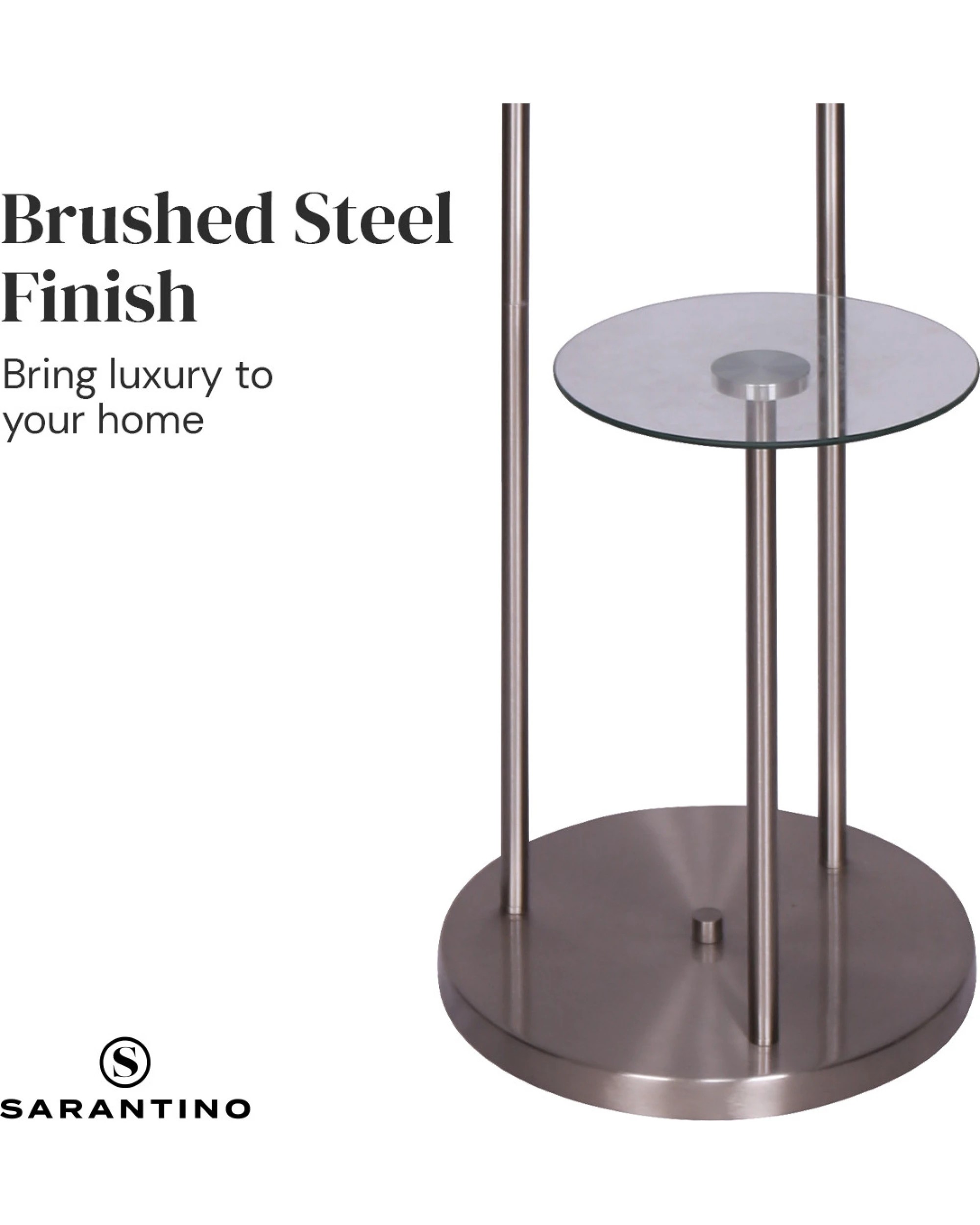 5 Sarantino Metal Floor Lamp with Glass Shelves, 5 of 8