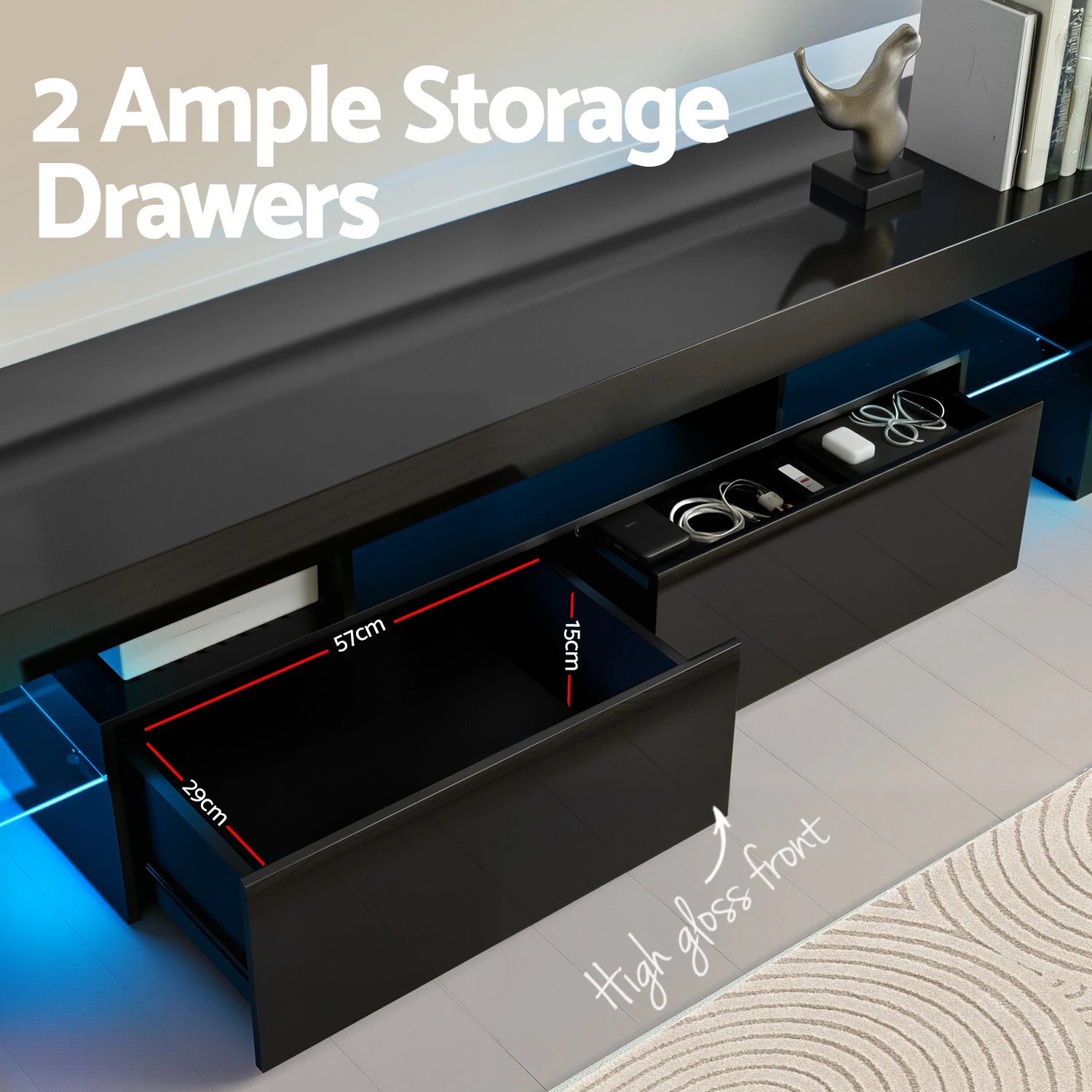 5 Artiss Entertainment Unit Tv Cabinet Led 189cm
 - Black, 5 of 8