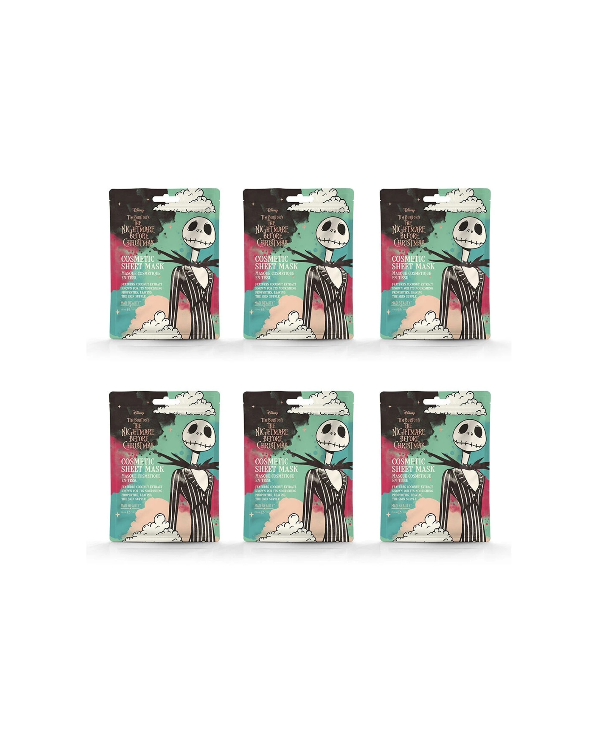 1 Disney 6PK Nightmare Before Christmas Jack Scented Sheet Face Mask 25ml - Multi, 1 of 3