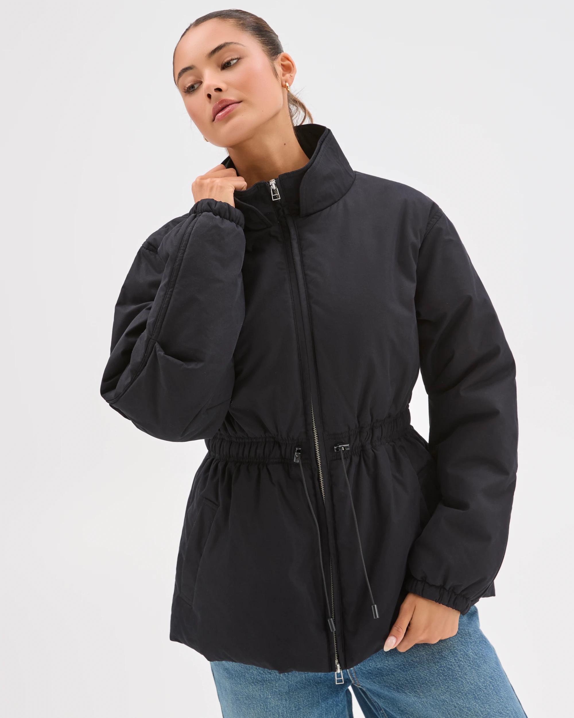 5 Lily Loves Australian Cotton Blend Cinched Puffer Jacket BLACK, 5 of 8