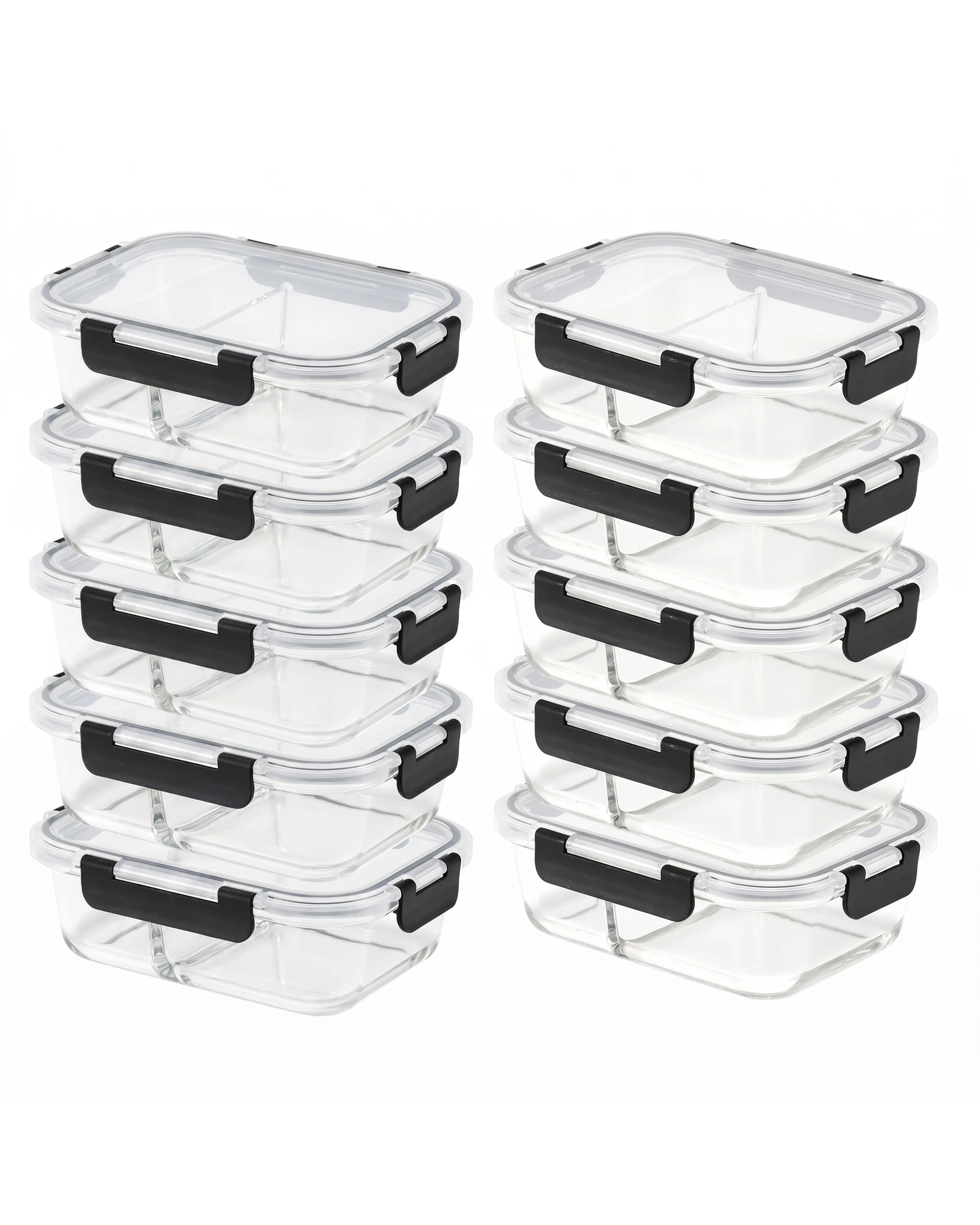 1 ZUNI Glass Food Container with Lid 10 Packs Airtight Meal Pre Storage, 1 of 8