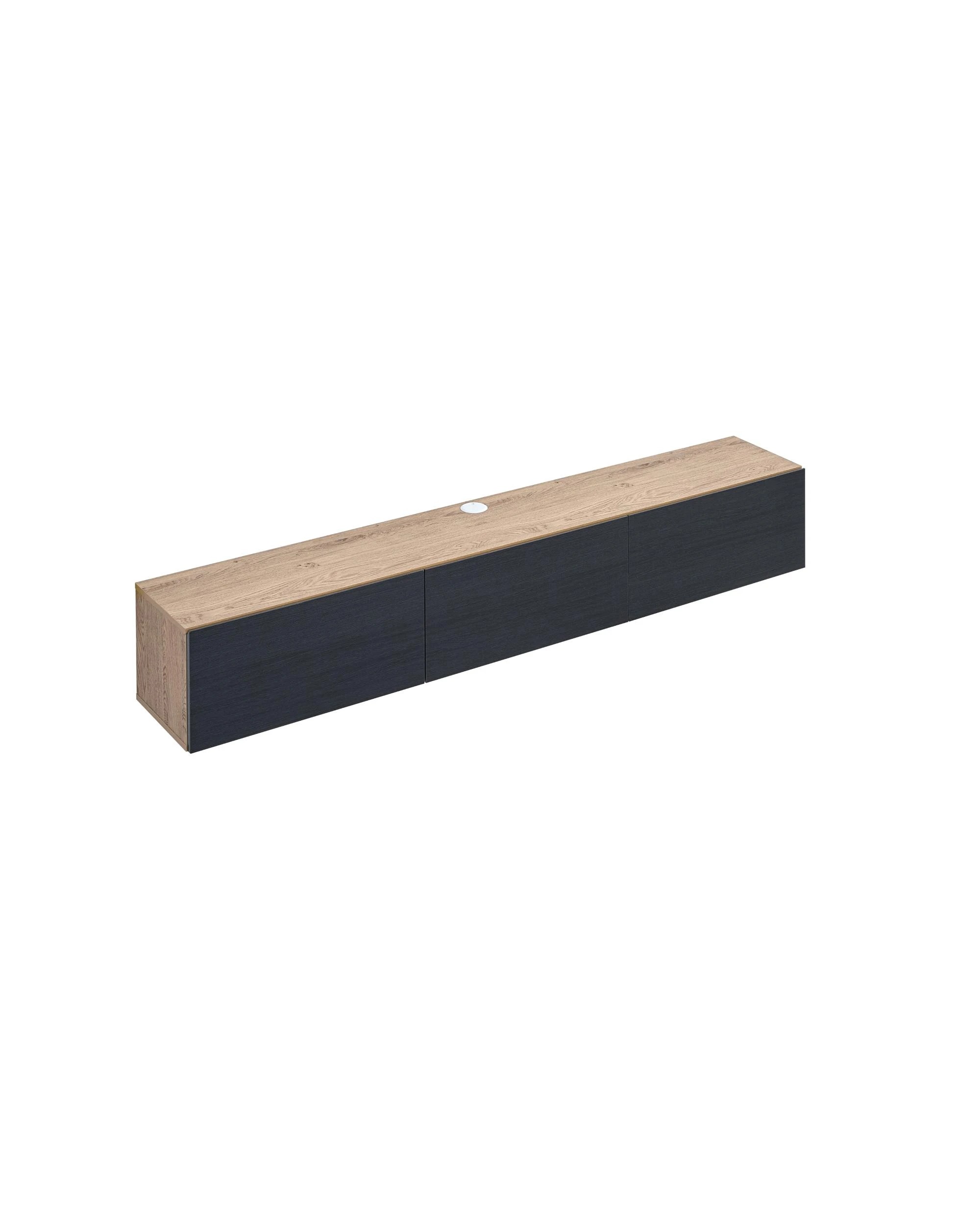 1 Kodu Wall Mount Entertainment TV Unit Floating 3 Doors 180cm Black and Oak - Natural, 1 of 7