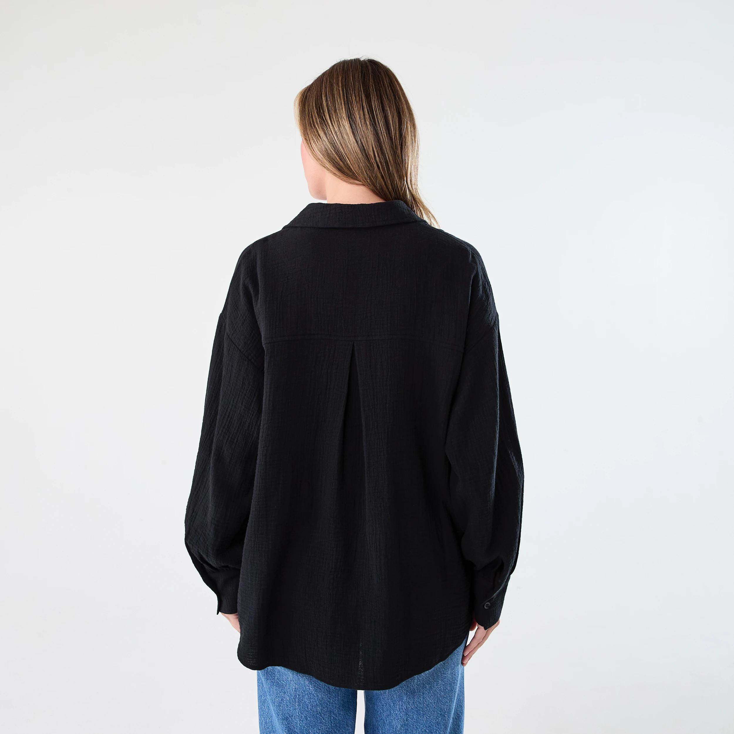 3 Long Sleeve Double Cloth Shirt Black, 3 of 7