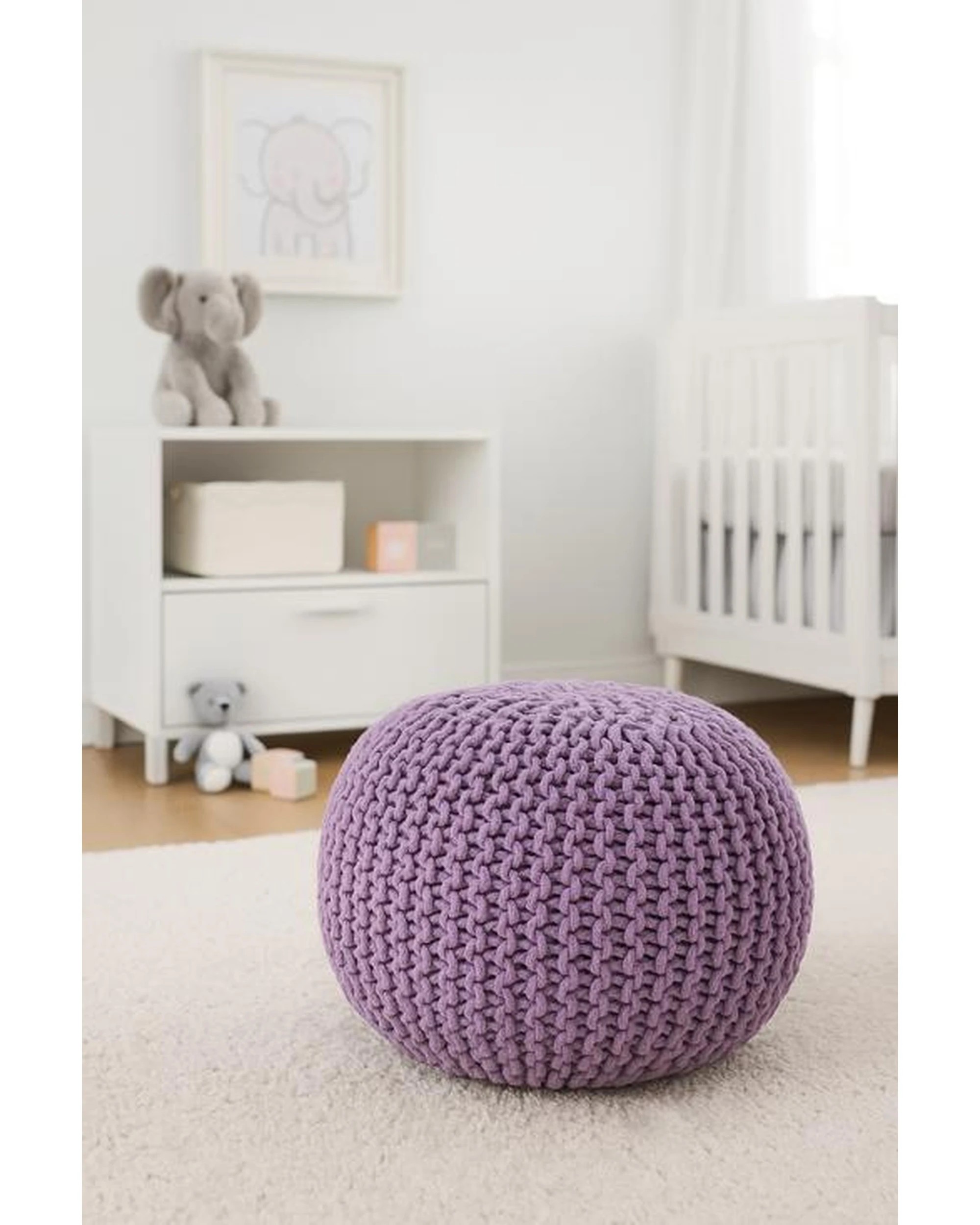 5 La Grace Home Braided Ottoman Pouffe - Ivory, 5 of 9