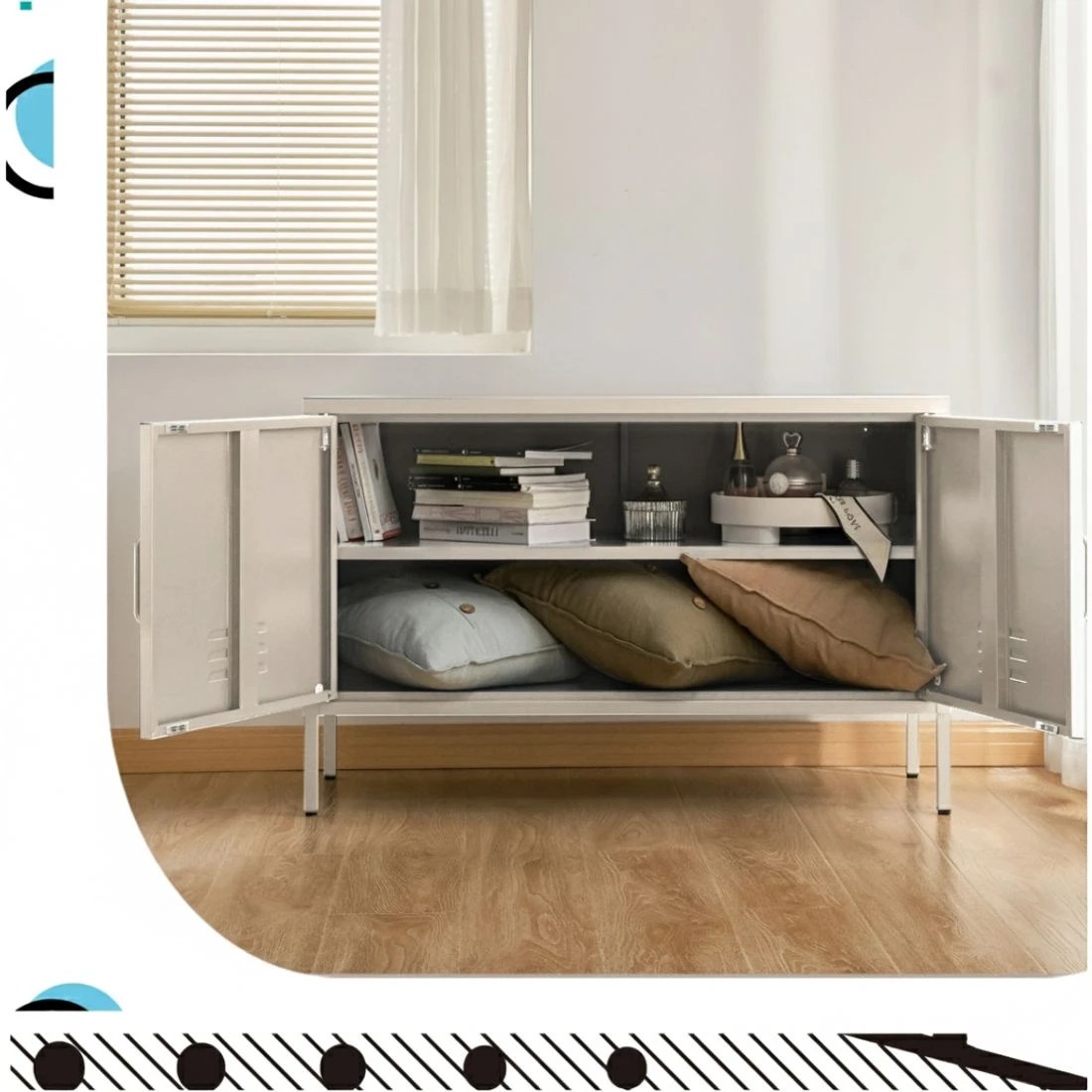 7 Artiss Buffet Sideboard Metal Cabinet - White, 7 of 7