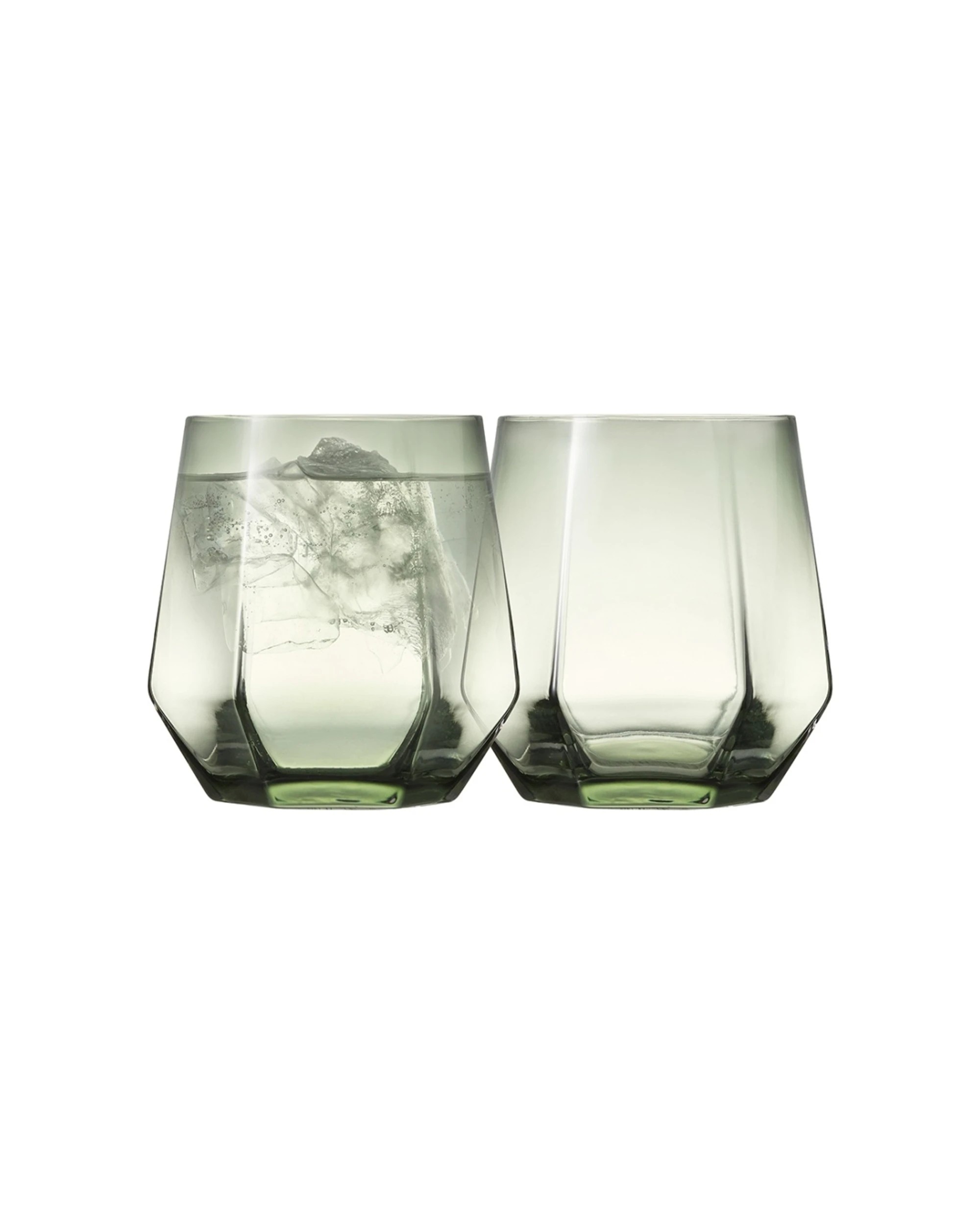 2 Ecology 4pc Jemma Geometric Tumbler Glass Set 390ml Willow Smokey - Green, 2 of 5