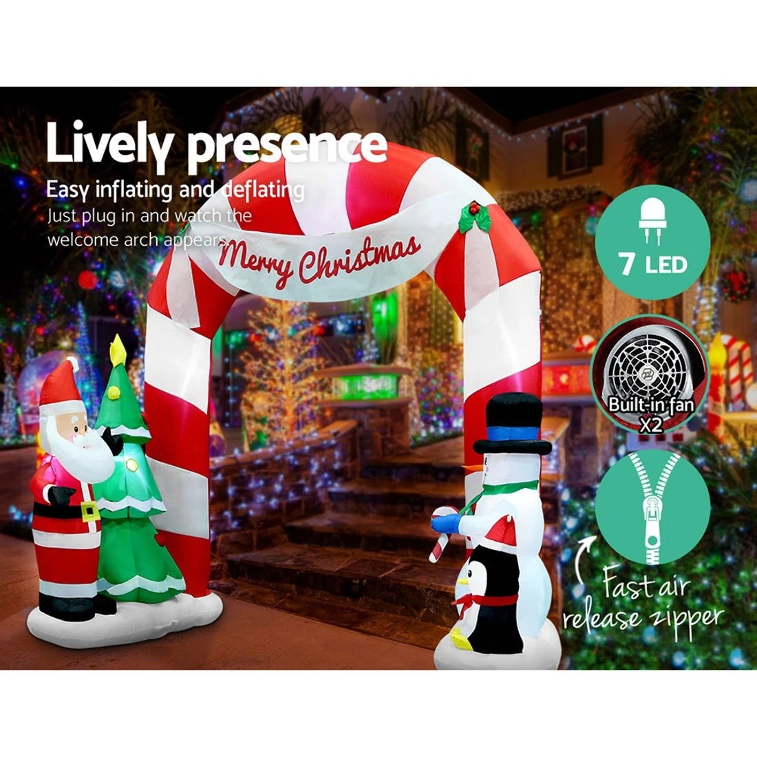 5 Jingle Jollys Christmas Inflatable Archwary Santa 3m Illuminated Decorations Durable Space Saving Modern Decor - White, 5 of 7