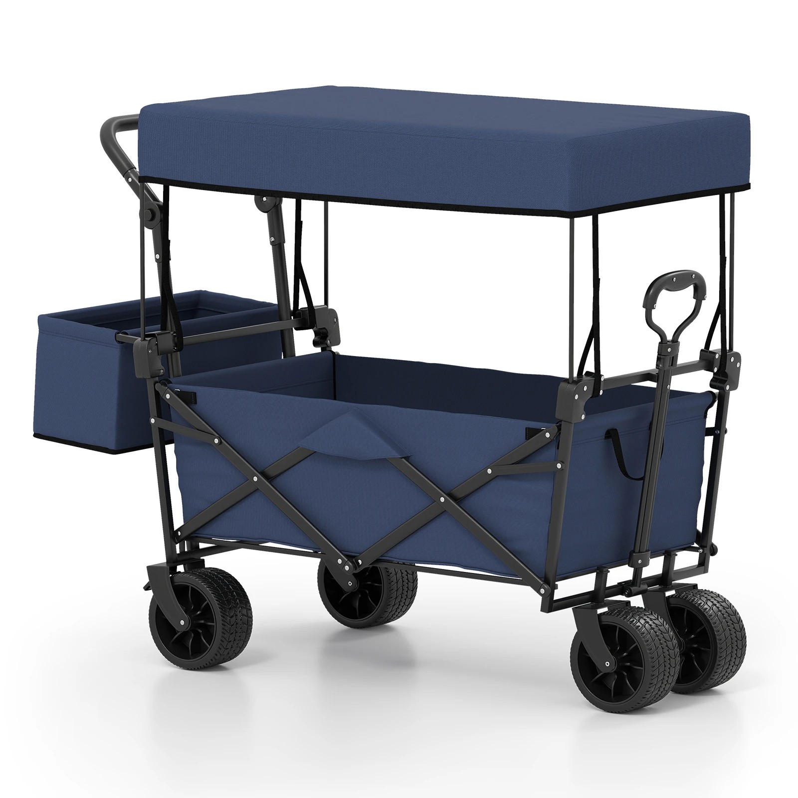 1 Costway Wagon Cart Utility Trolley Folding Garden Cart Outdoor Top Canopy Trailer - Blue, 1 of 3