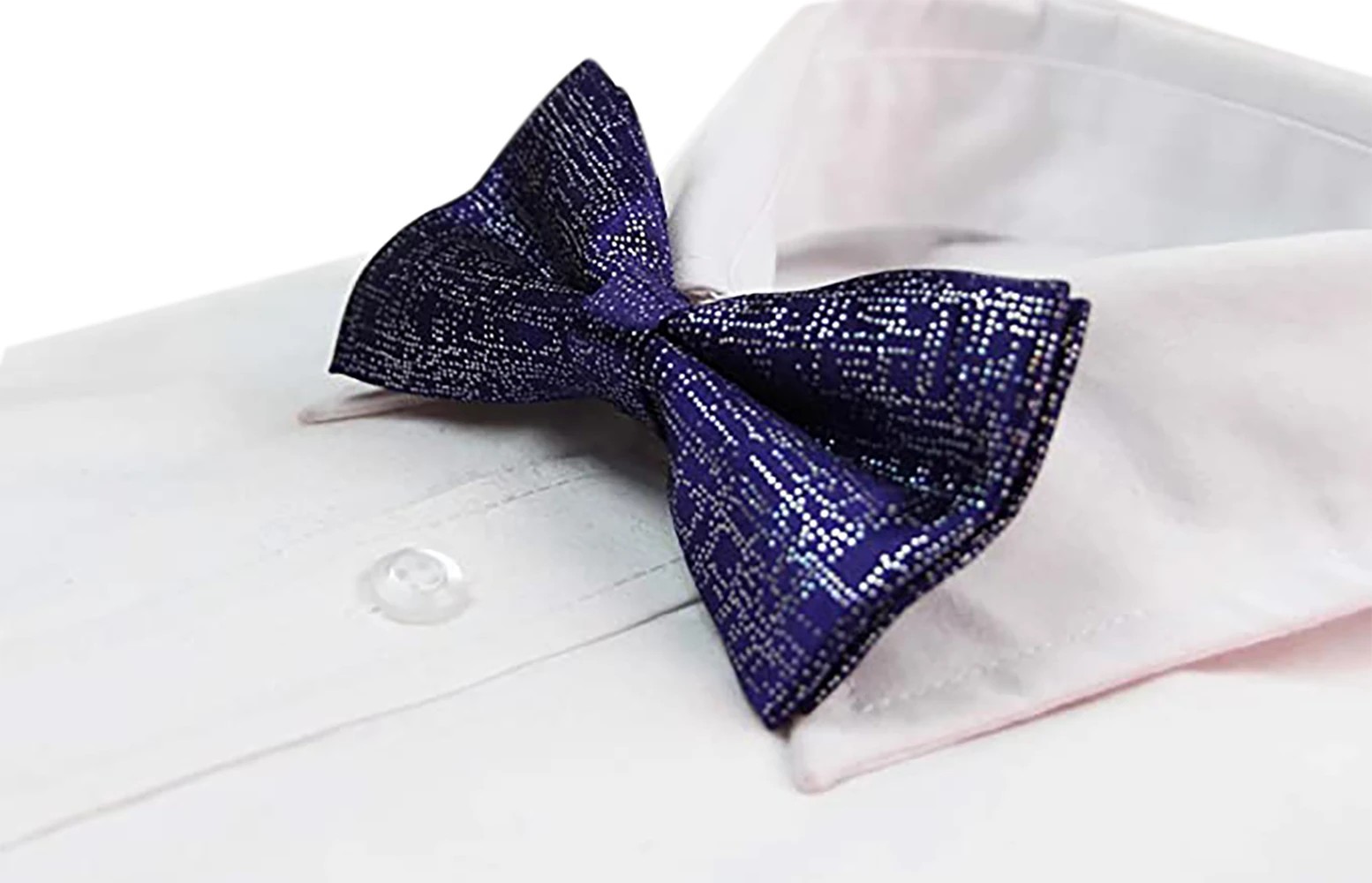 4 Zasel Mens Dark Purple Sparkly Glitter Patterned Bow Tie - Purple, 4 of 4