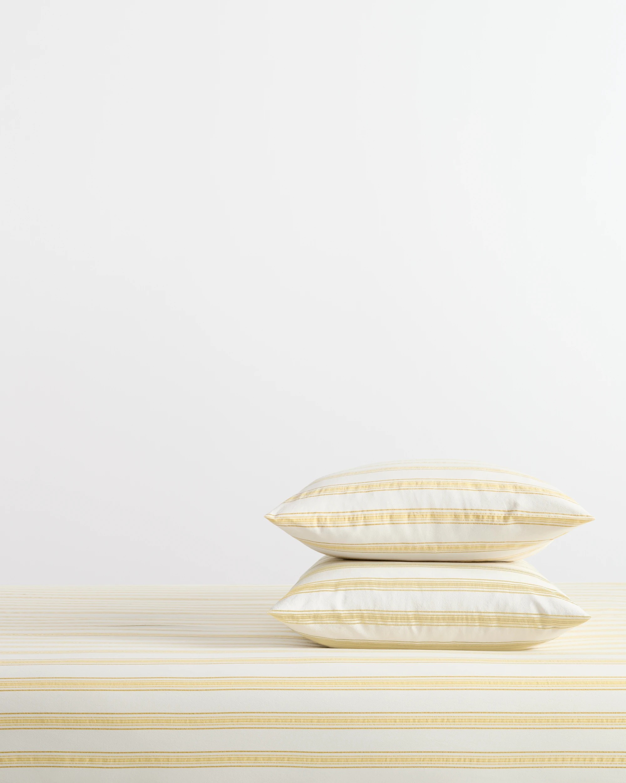 1 Arlo Stonewash Cotton Stripe Fitted Sheet - King Bed - Yellow, 1 of 1