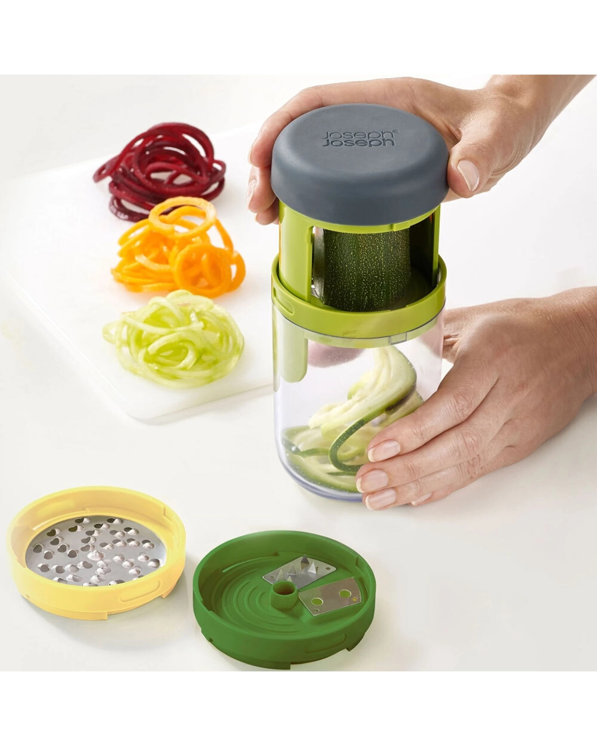 3 Joseph Joseph Spiro 3-In-1 Handheld Spiralizer Compact Design Use - Clear, 3 of 5