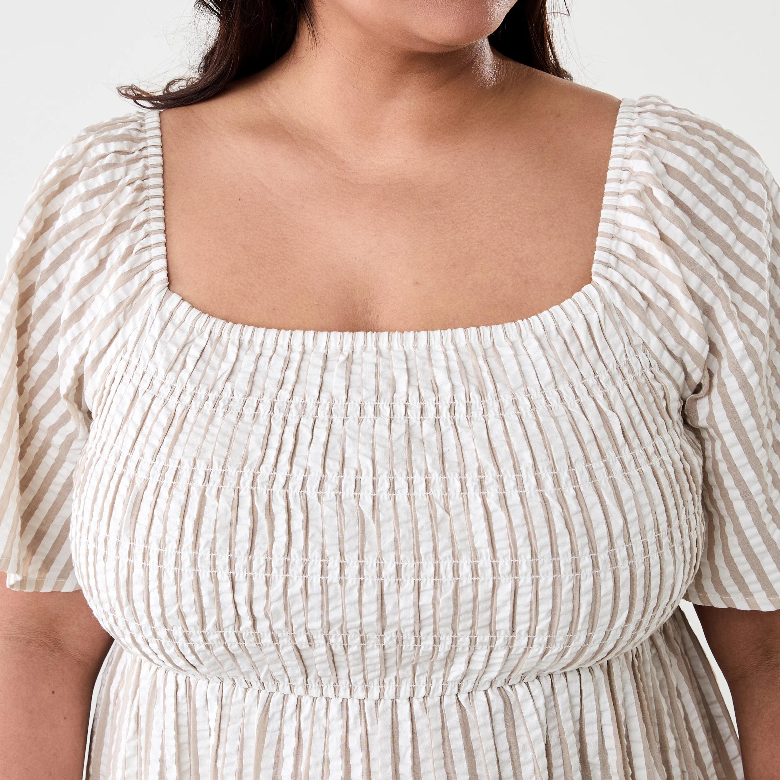 5 Curve Shirred Maxi Dress Neu Stripe, 5 of 7