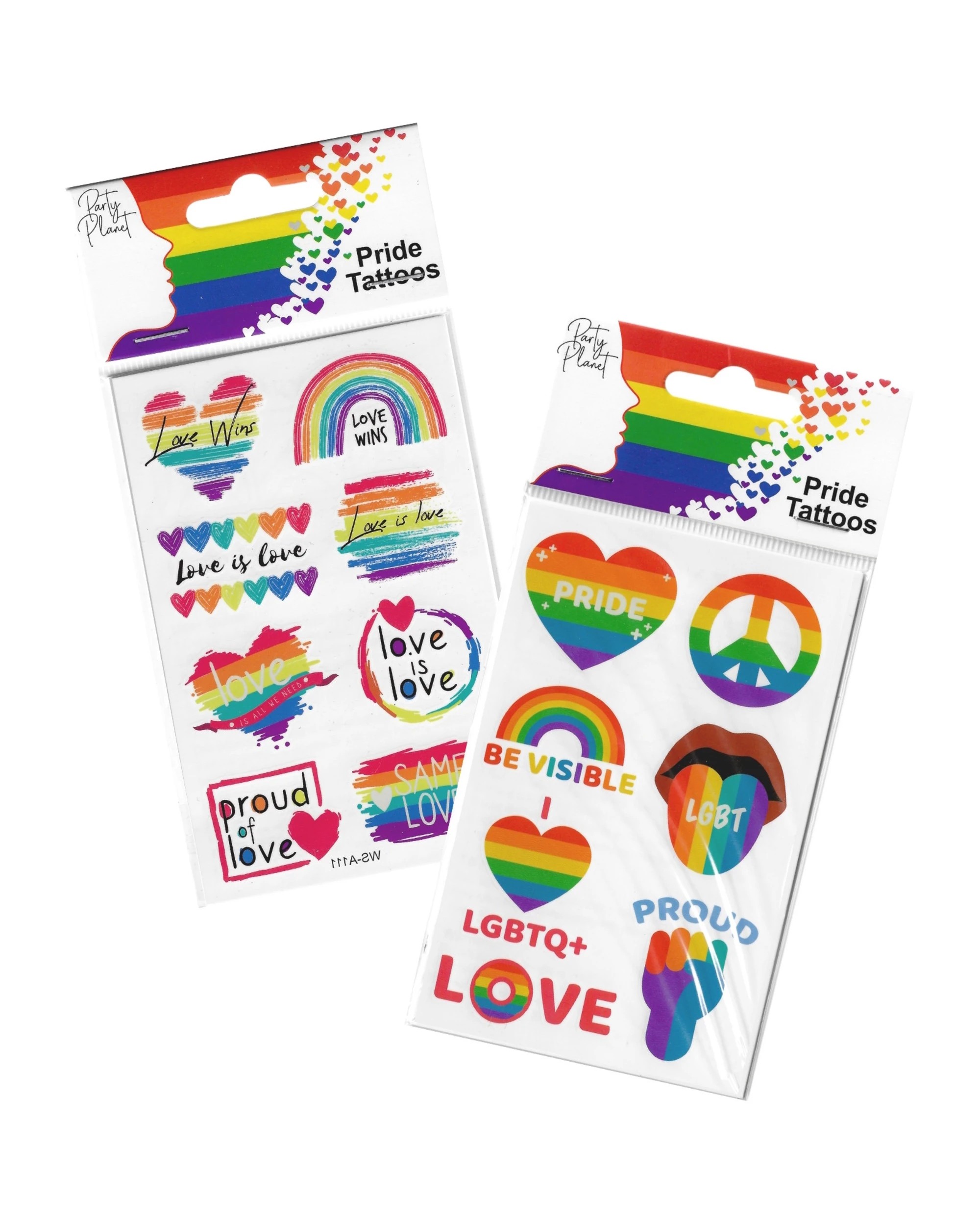 1 Party Planet Rainbow Pride Tattoos 4 Sheets - Multi, 1 of 1
