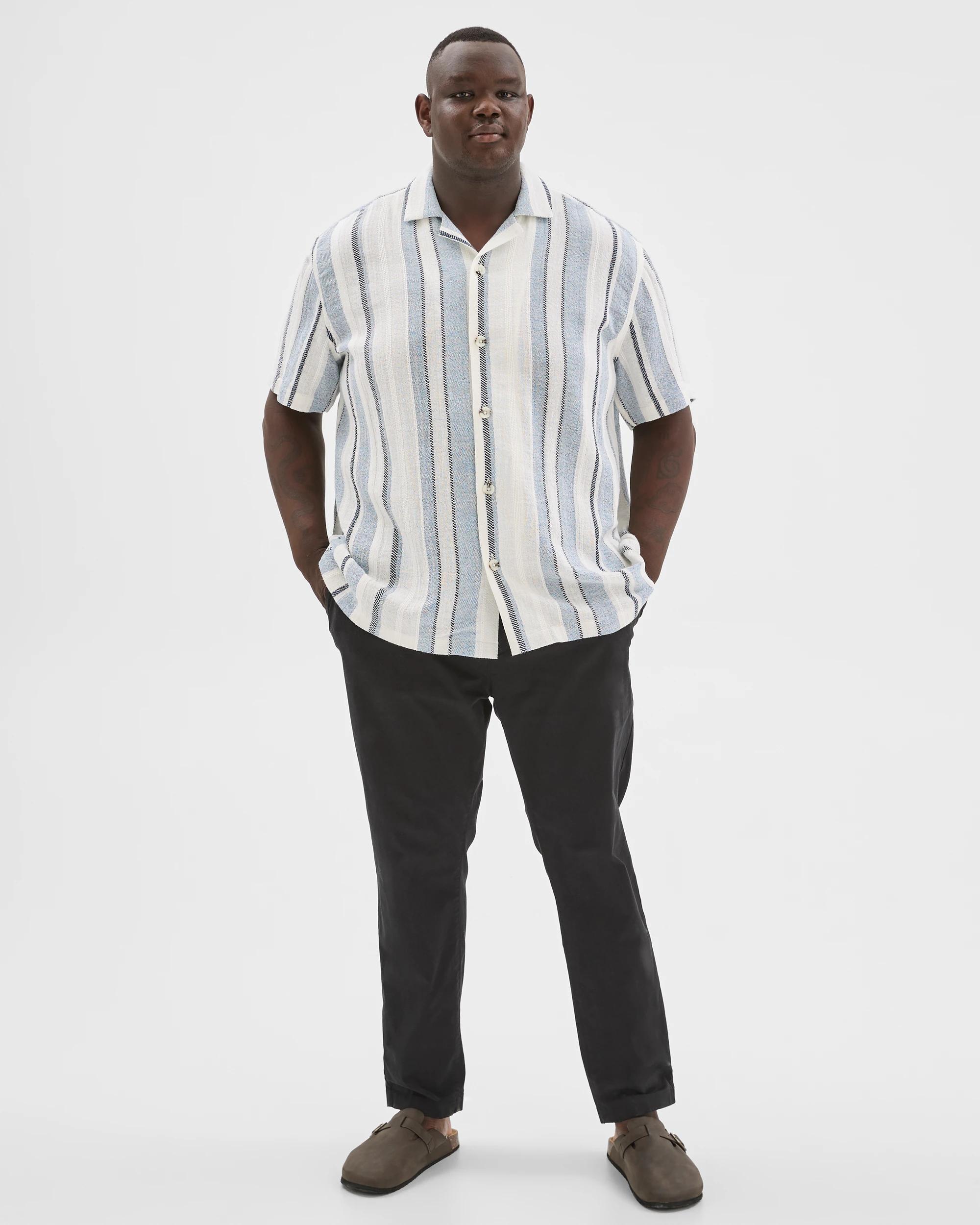 1 Target Man Plus Size Short Sleeve Textured Shirt BLUE, 1 of 7