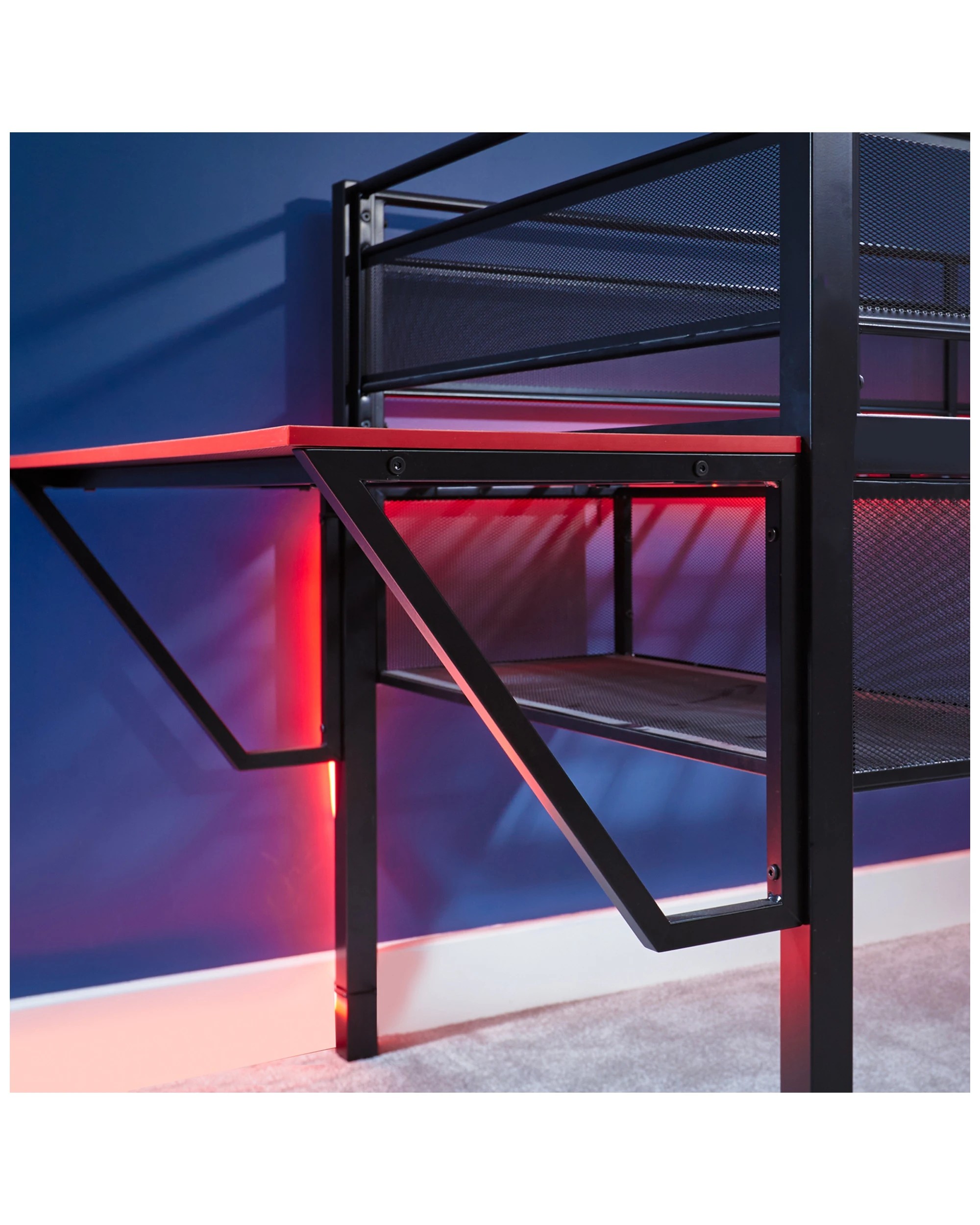 2 X Rocker Sanctum Gaming Mid Sleeper Elevated Bed W/ Gaming Desk/shelf Black
 - Black, 2 of 7