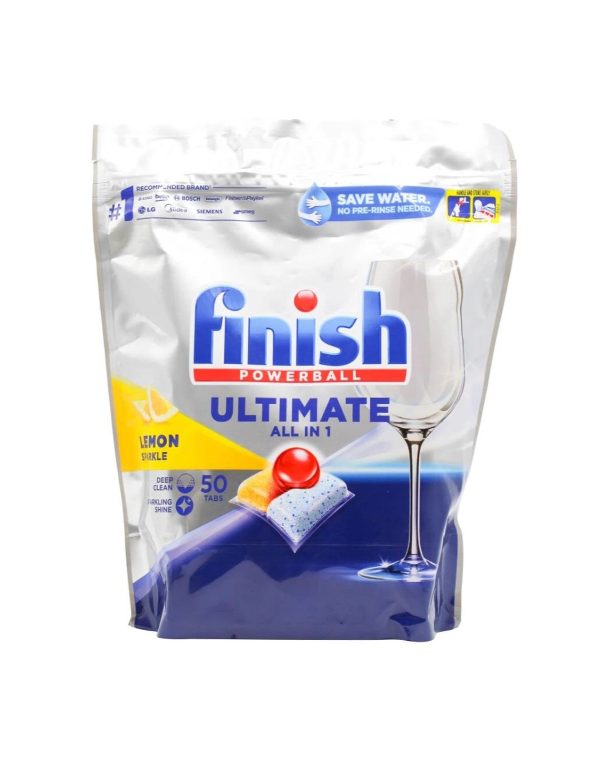 1 Finish 50pc All In 1 Detergent Dishwasher Tablets Lemon Sparkle Powerball, 1 of 3