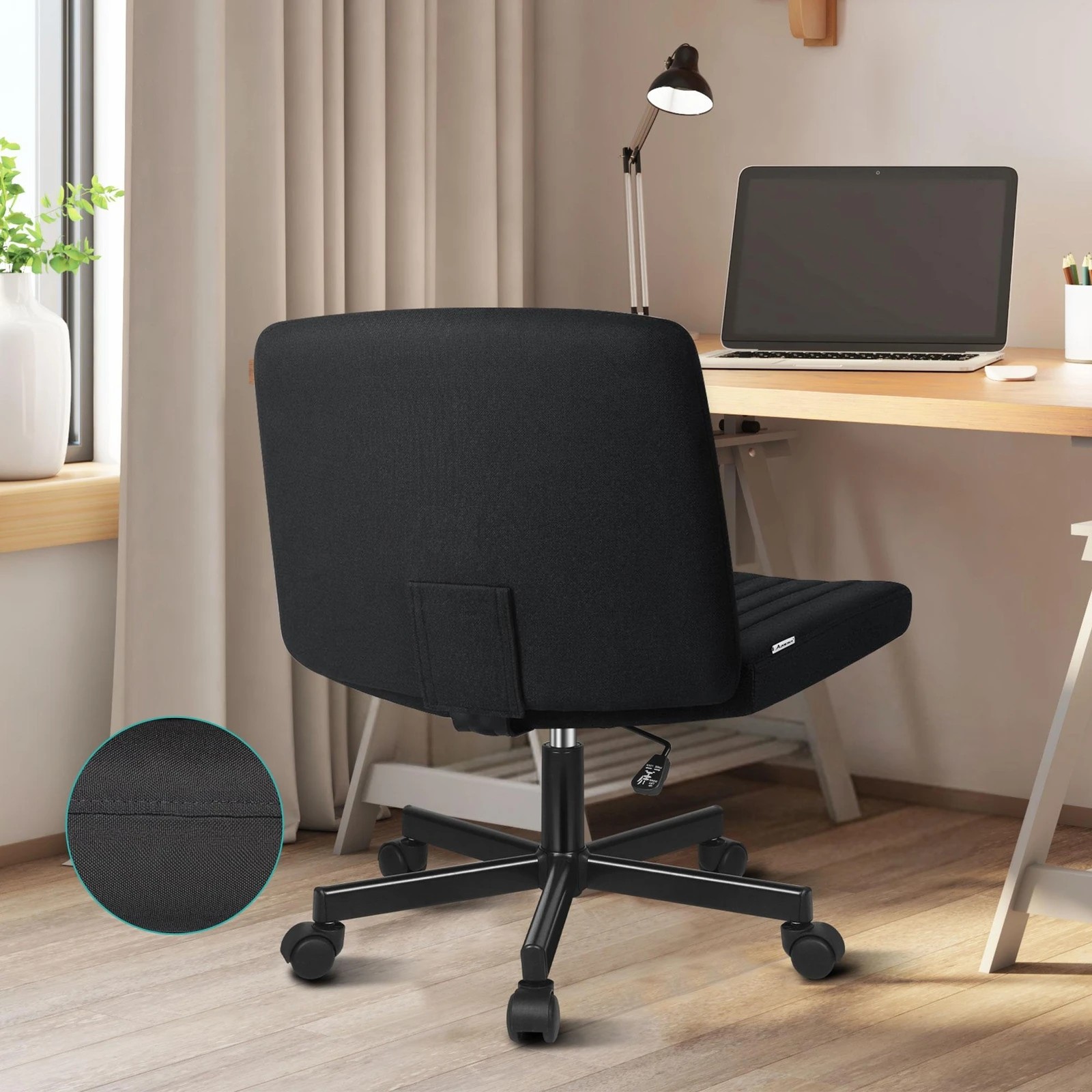 7 Alfordson Office Desk Chair Computer Armless Wide Seat Mid Back Fabric - Black, 7 of 9