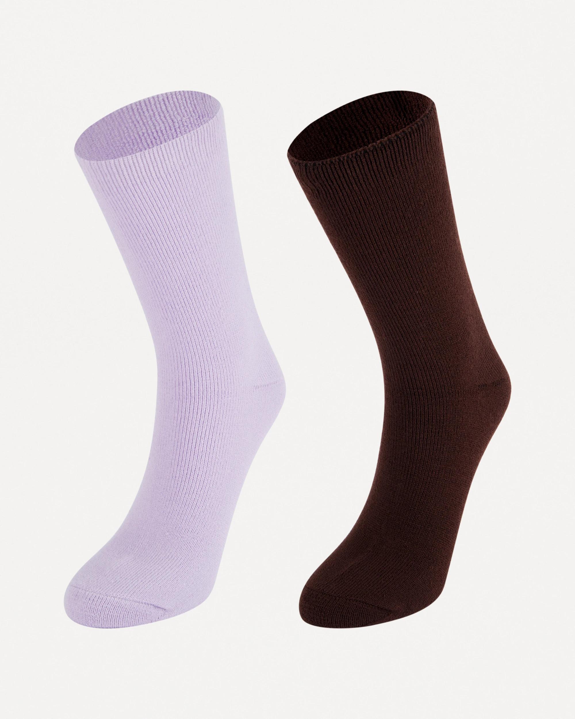 1 2 Pack Bed Socks Lav Choc, 1 of 3