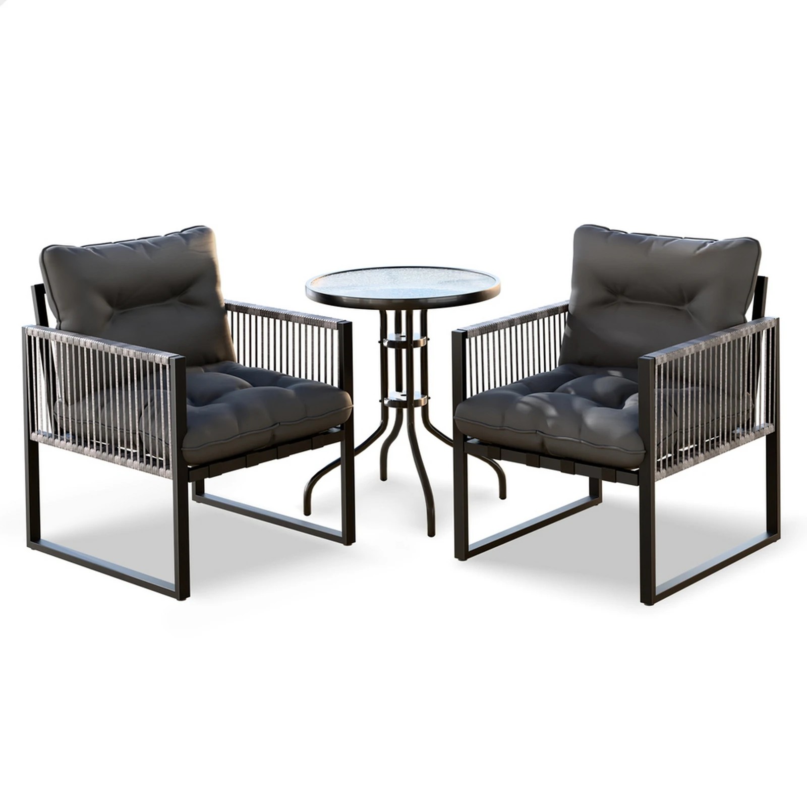 1 Alfordson Outdoor Furniture Patio Set Glass Side Table Lounge Chairs Garden - Grey, 1 of 10