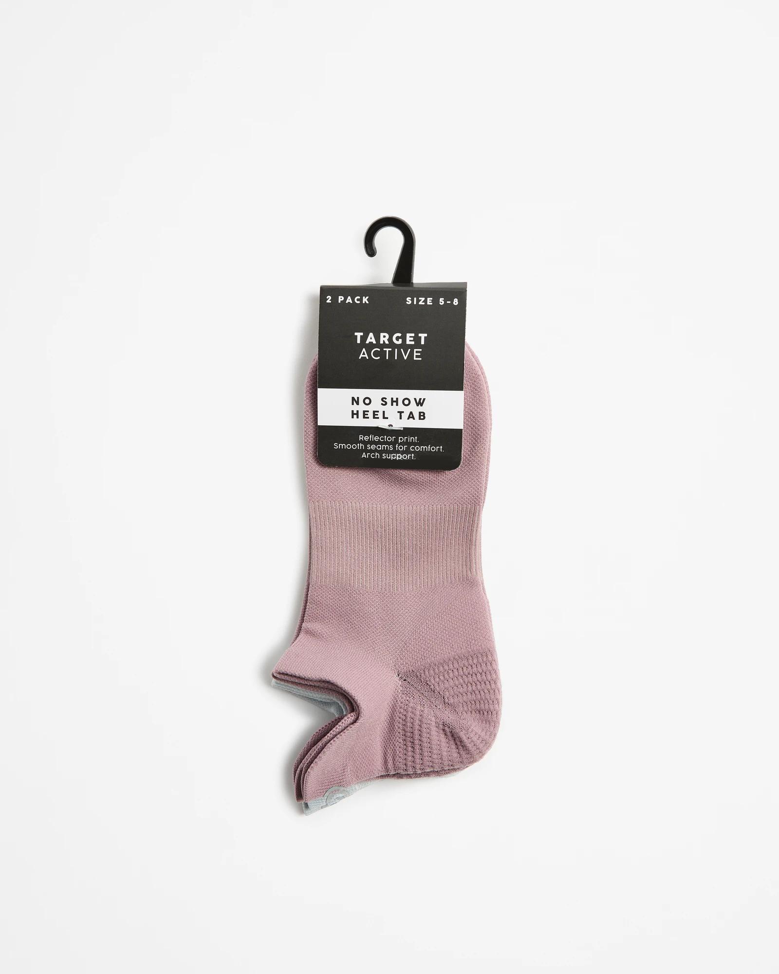 3 Target Active 2 Pack No Show Heel Tab Socks WISTFUL MAUVE/LIGHT GREY, 3 of 3