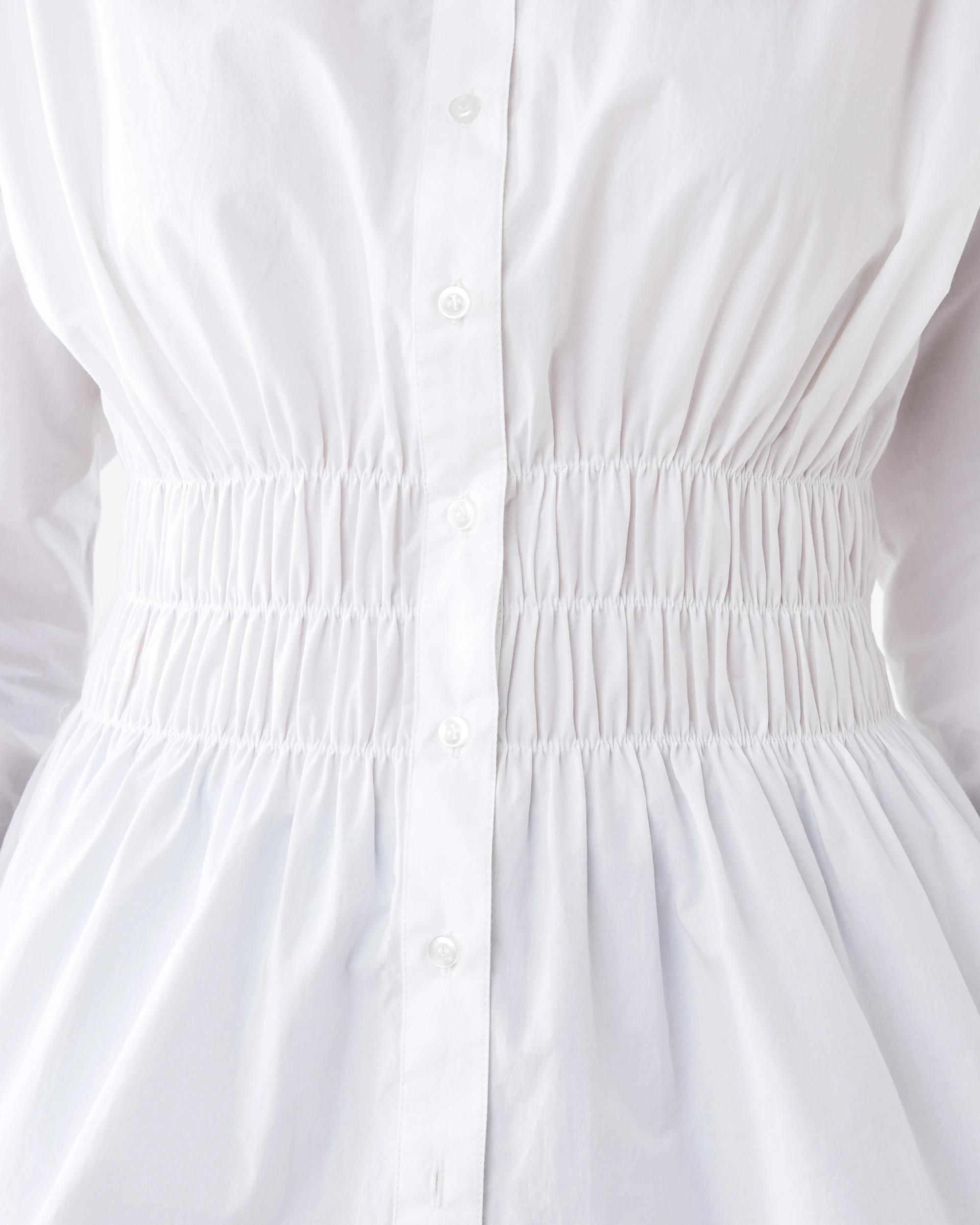 7 Long Sleeve Shirred Waist Shirt White, 7 of 8