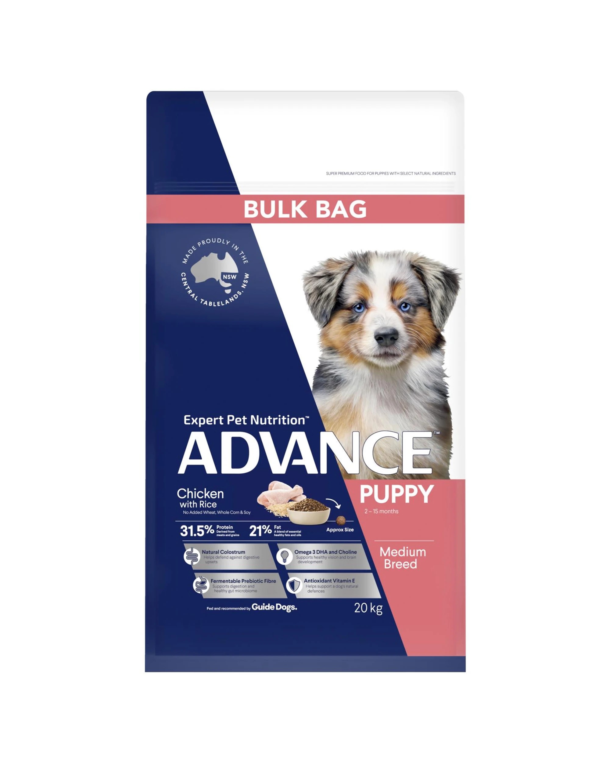 2 Advance Puppy Growth Medium Breed Dry Dog Food Chicken w/ Rice Bulk 20kg, 2 of 3