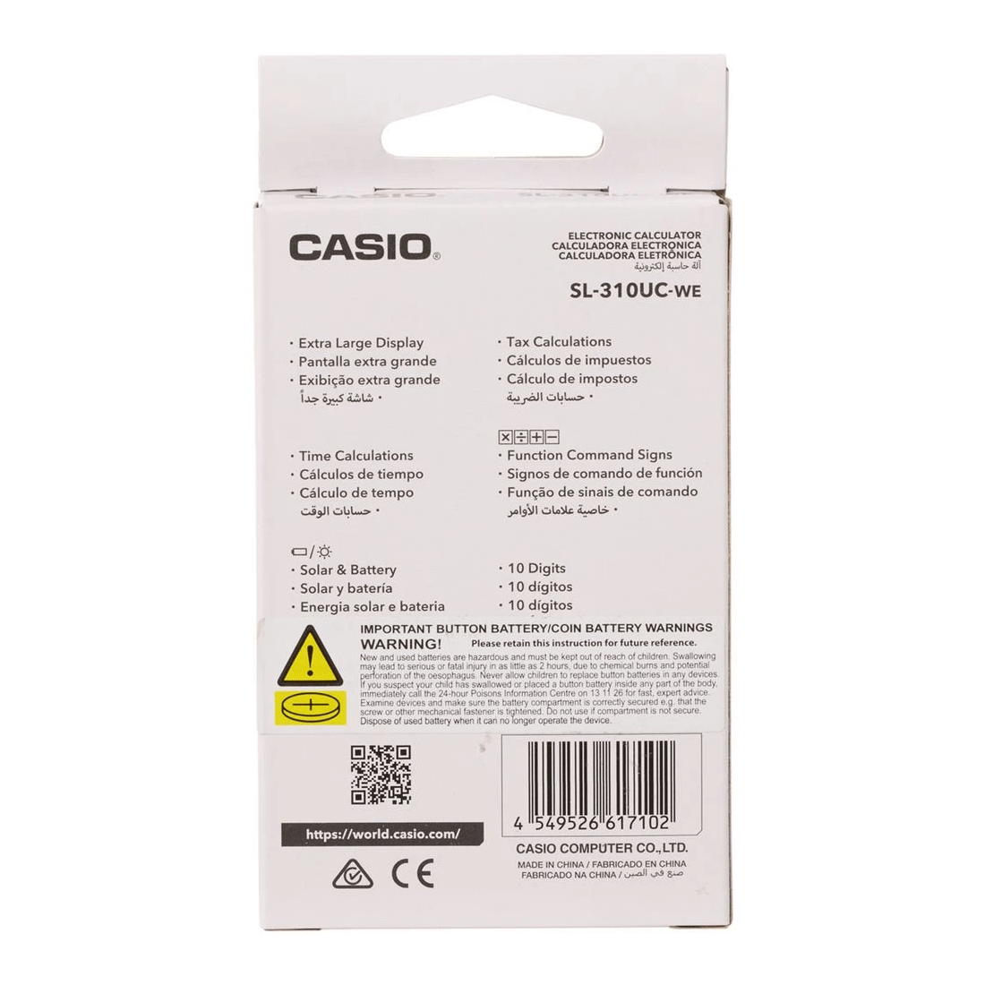 3 Casio 10 Digit Portable Calculator White SL-310UC, 3 of 3