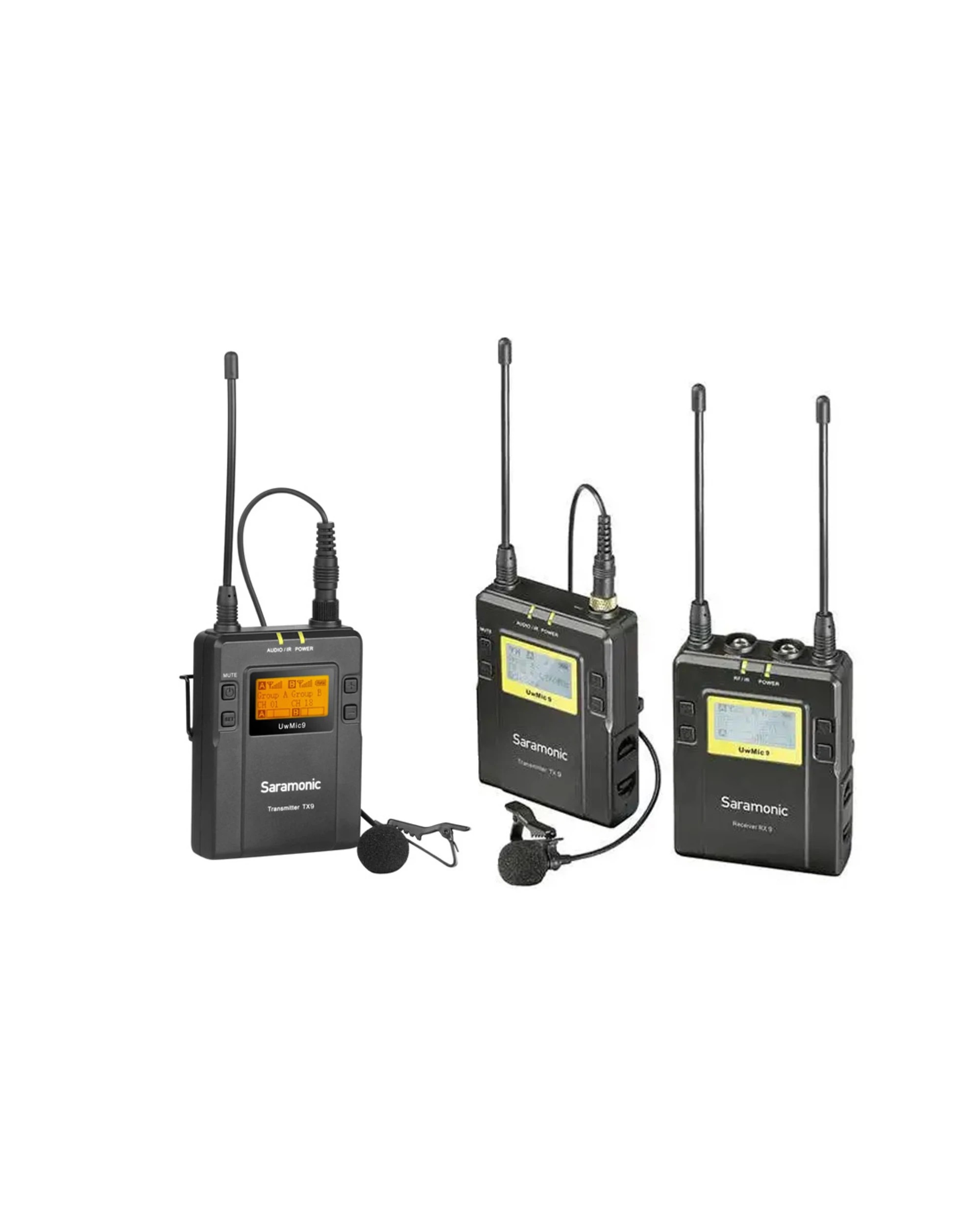 1 Saramonic UWMIC9AU (TX9+TX9, 1st Gen) and UWMIC9AU (TX9, 2nd Gen) UHF Wireless Lavalier Microphone System - Black, 1 of 1