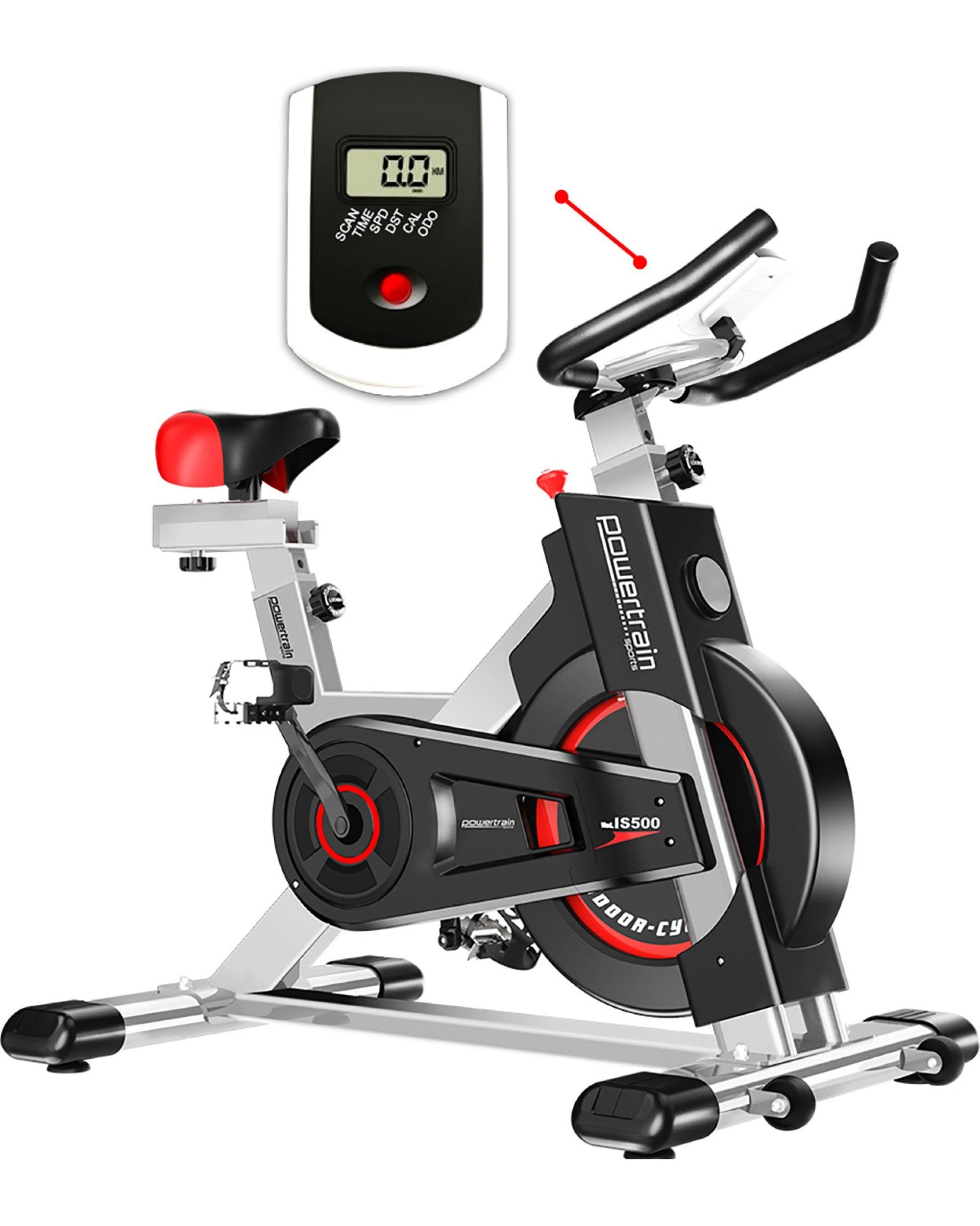 6 Powertrain IS-500 Heavy-Duty Exercise Spin Bike Electroplated Cardio - Silver, 6 of 10