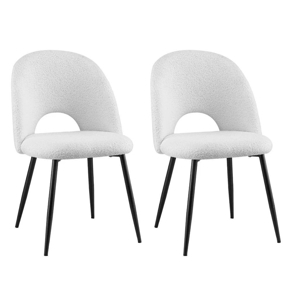 1 1 Set of 2 Artiss Dining Chair Boucle - White, 1 of 5