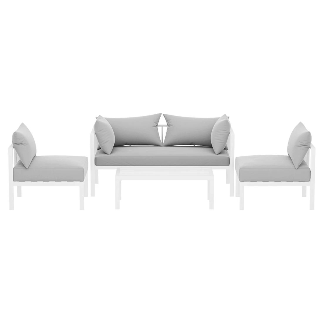 4 Gardeon 4 Seater Outdoor Sofa Set Aluminium Lounge - White, 4 of 7