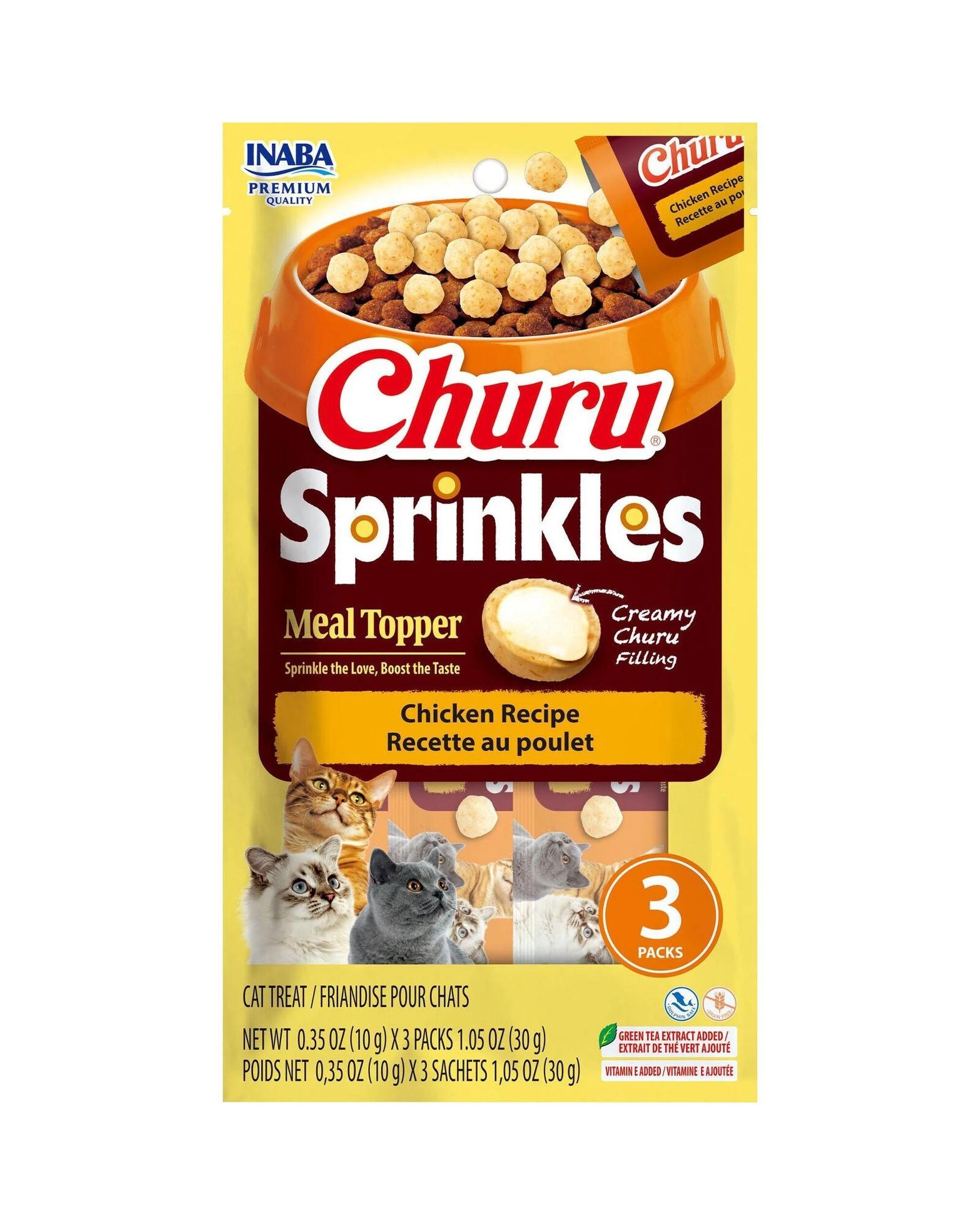 1 Inaba Churu Sprinkles Meal Topper Cat Treats Chicken Recipe 6 x 30g, 1 of 2