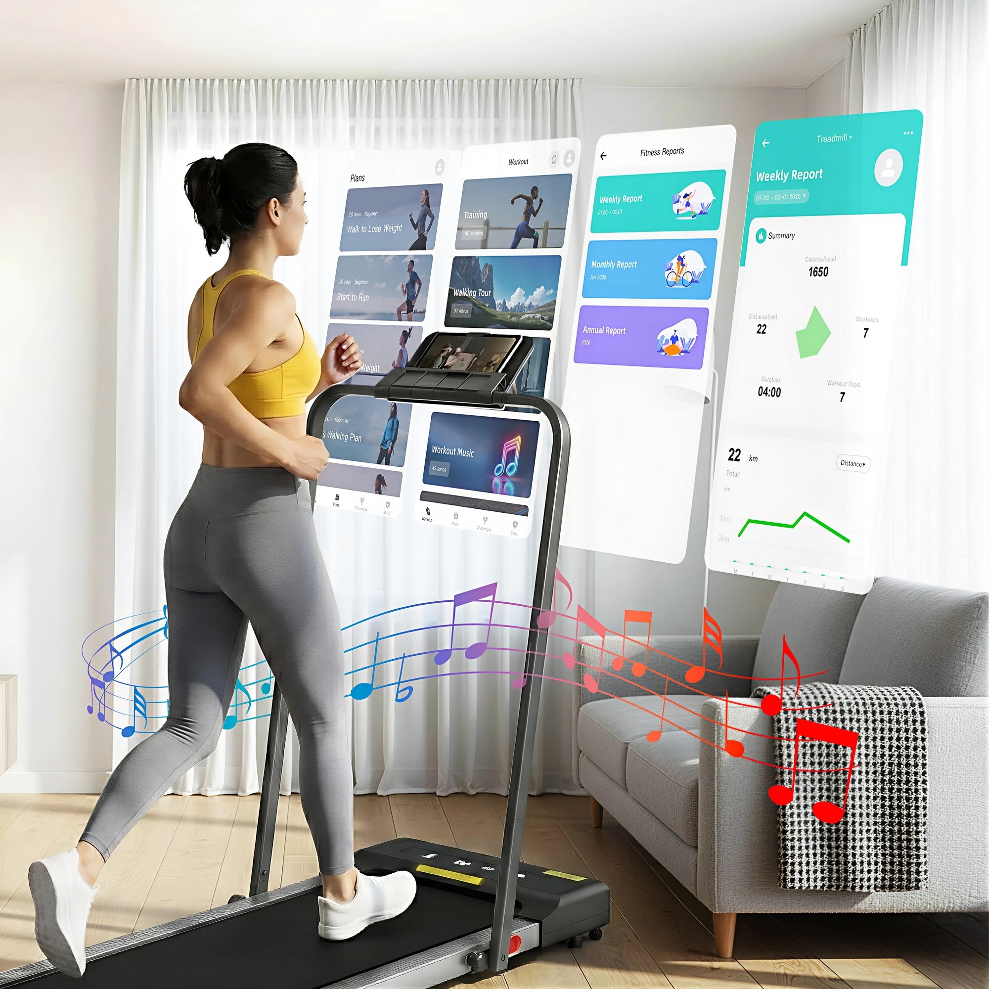 5 Everfit 2 in 1 Treadmill Electric Walking Pad Under Desk Home Gym Fitness 380mm, 5 of 10