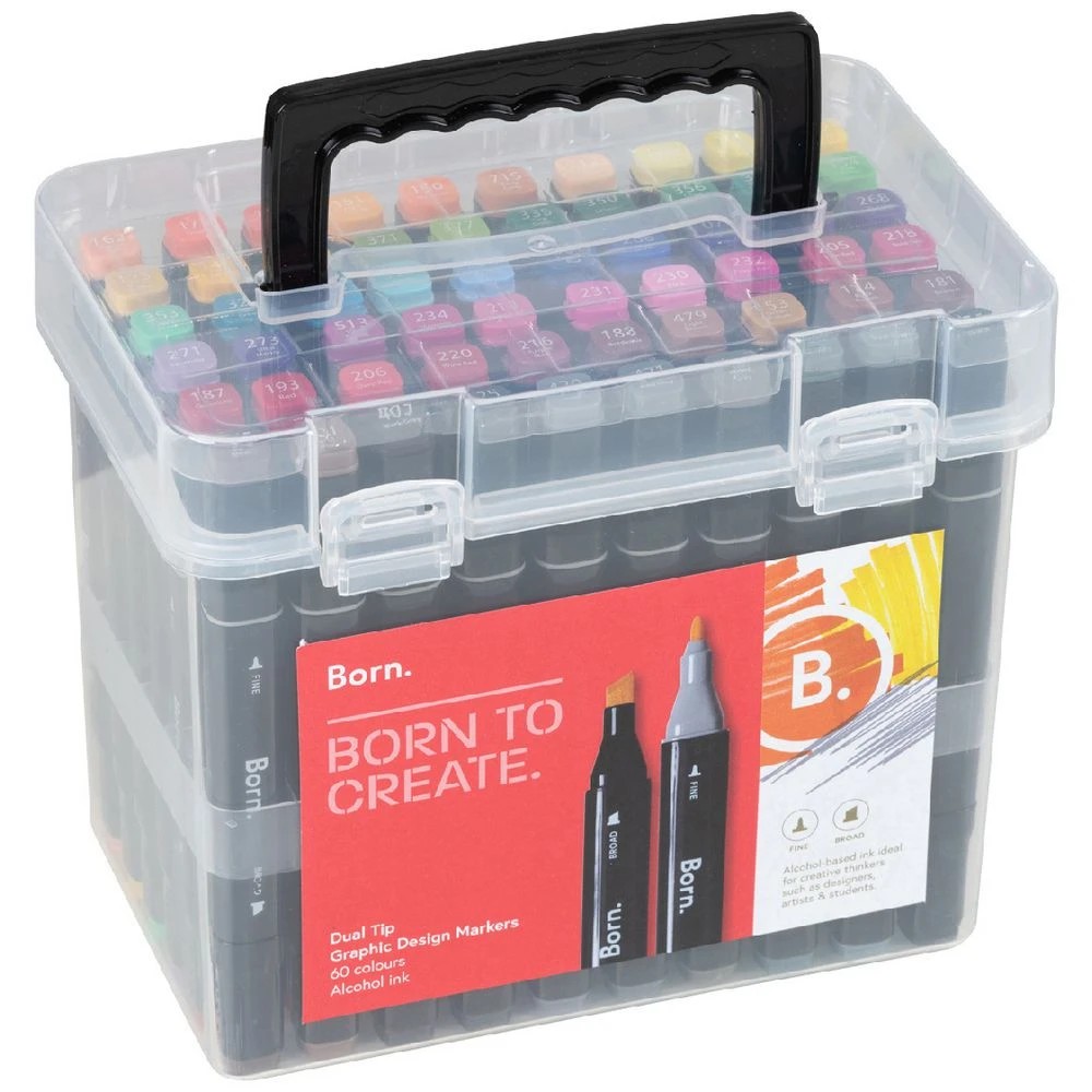 1 Born Dual-Tip Graphic Design Markers 60 Pack, 1 of 4