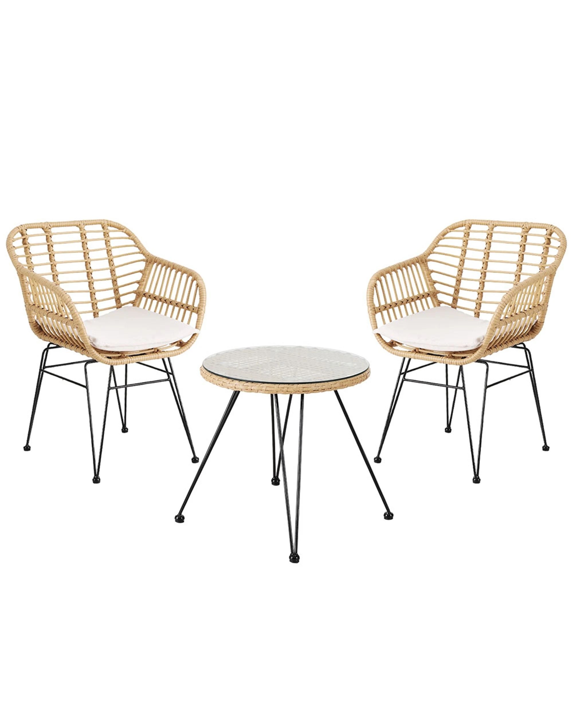 1 Gardeon 3pc Outdoor Furniture Bistro Set Lounge Setting Table Chairs Cushion Patio
 - Brown, 1 of 3