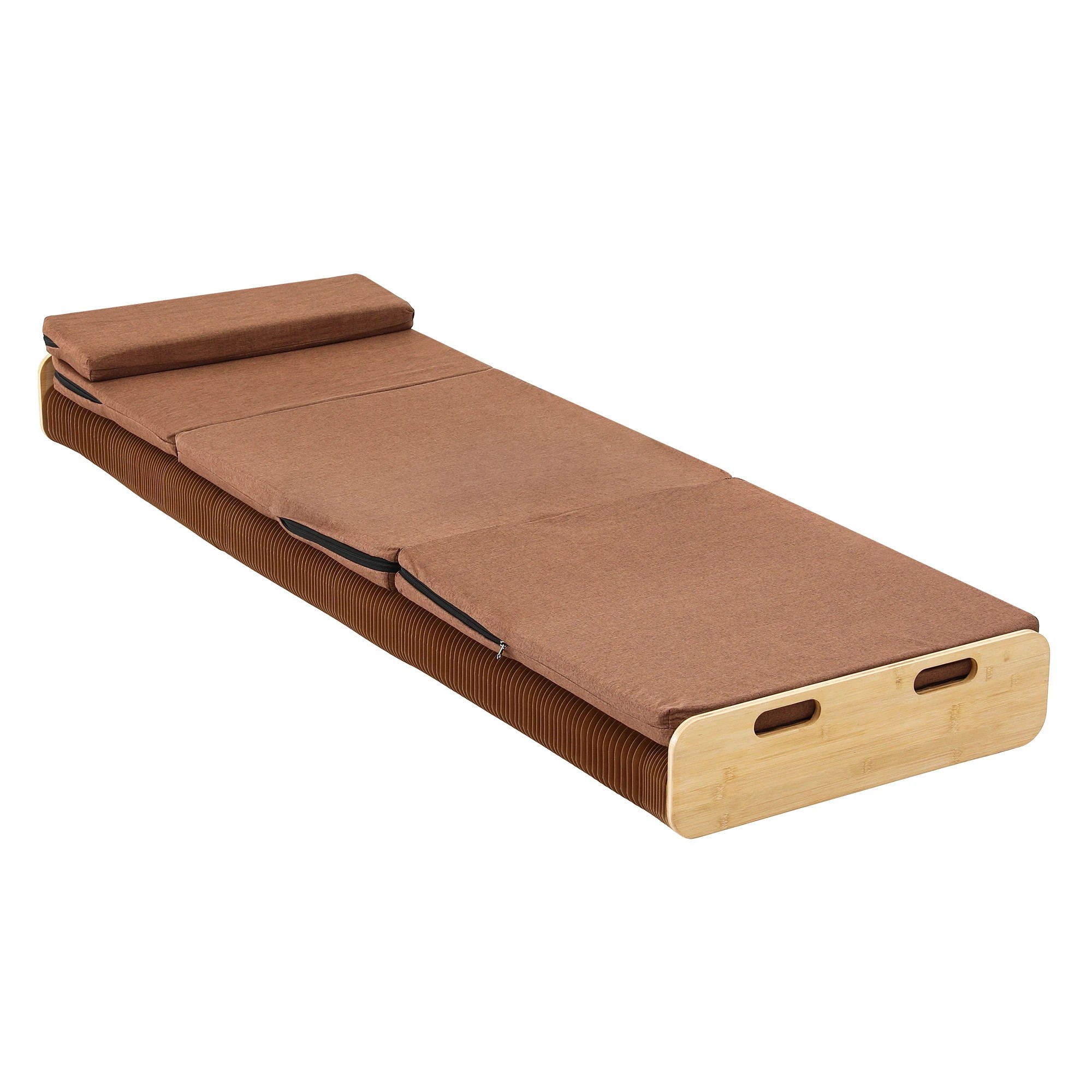 1 Artiss Folding Kraft Paper Bed Frame with Mattress and Pillow 300kg Capacity - Brown, 1 of 9