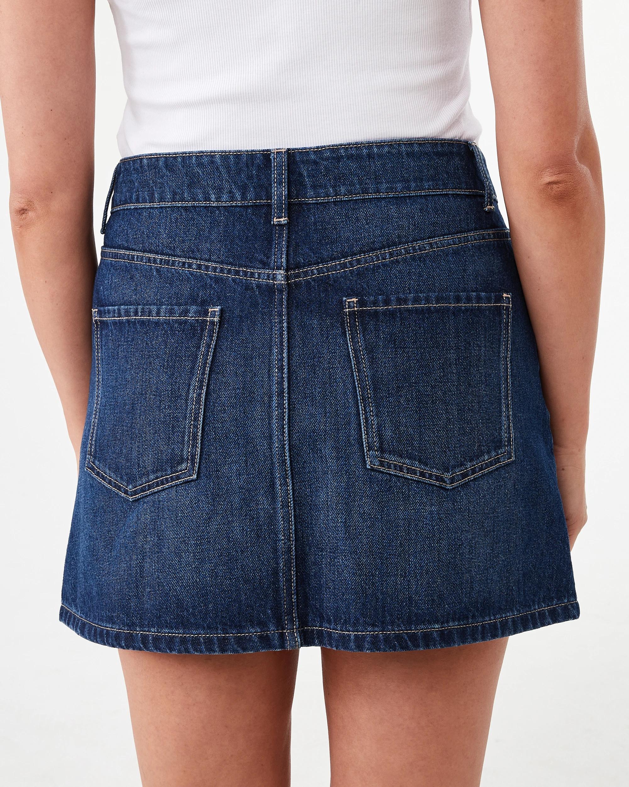 3 Denim A-Line Mini Skirt Mid Wash, 3 of 7