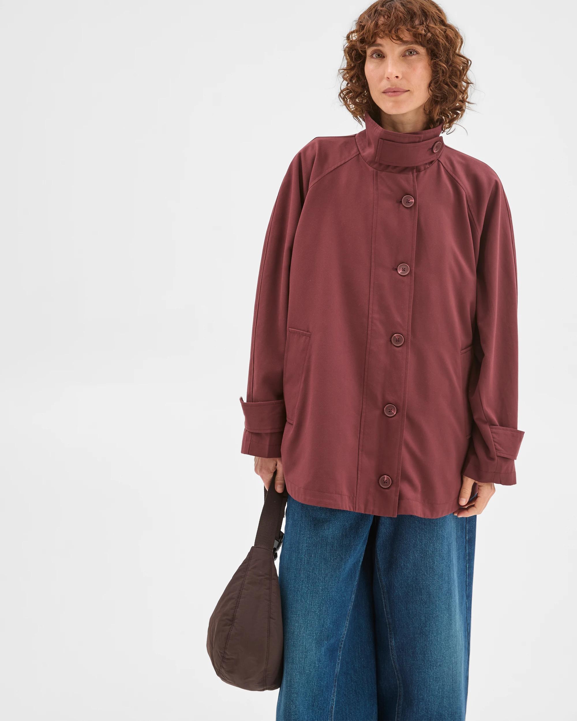 4 Target Woman Longline Funnel Neck Coat BURGUNDY, 4 of 8