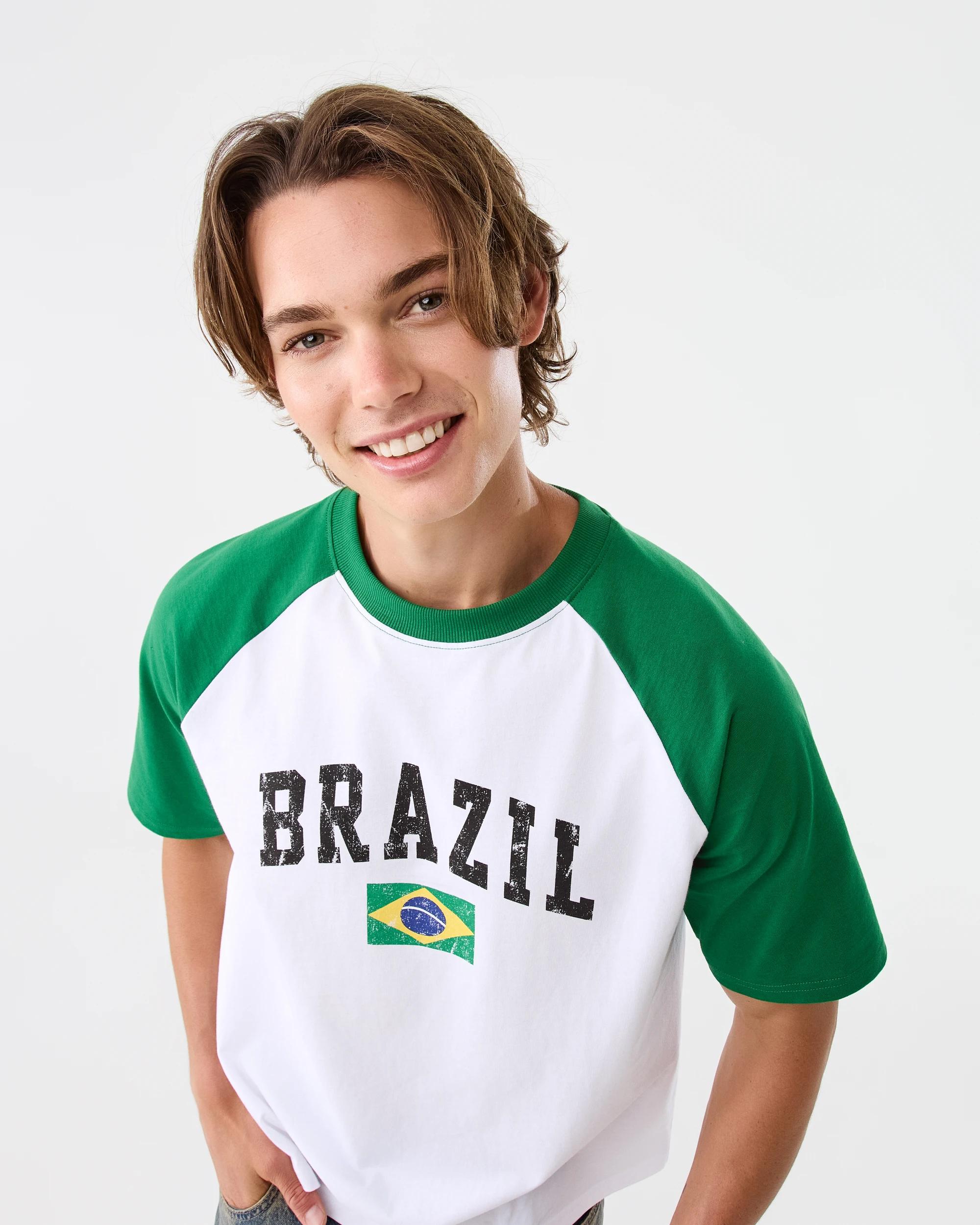 5 Raglan Ringer Print T-shirt Wht Brazil, 5 of 7
