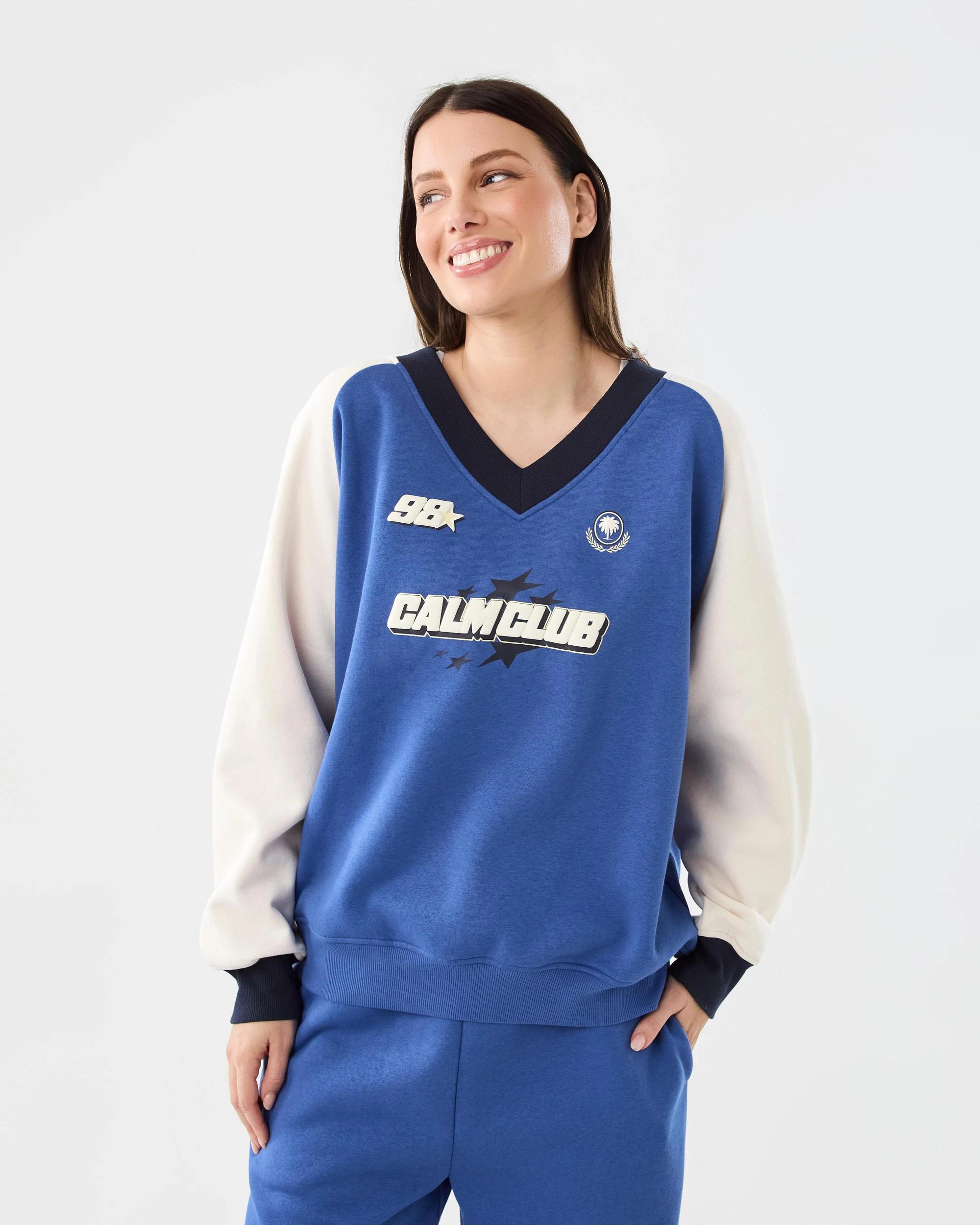 1 Print V-Neck Sweatshirt Club Palms, 1 of 7