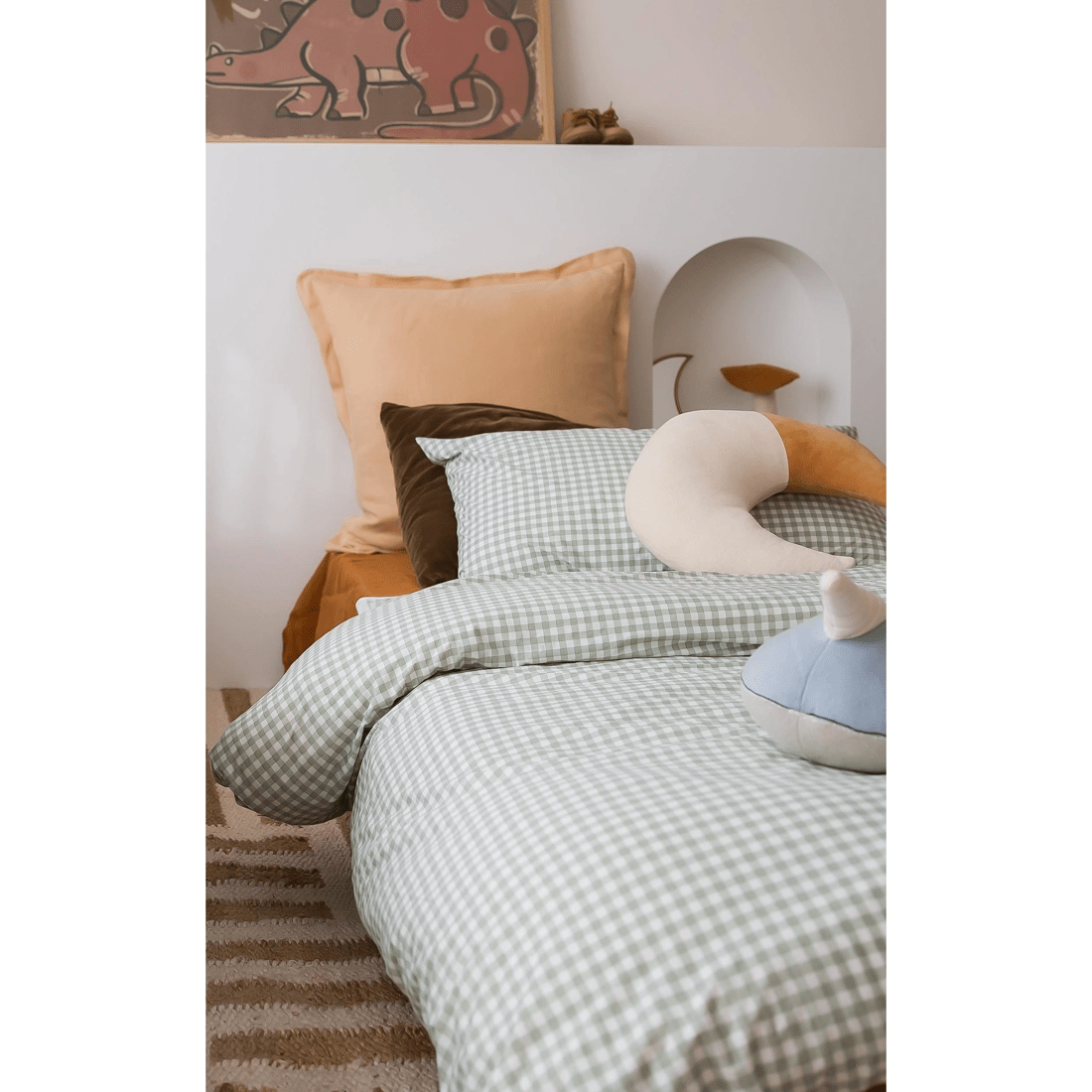 1 The Midnight Gang Sage Gingham 100% Waterproof Doona Cover - King Single
 - King Single Bed
 - pattern, 1 of 5