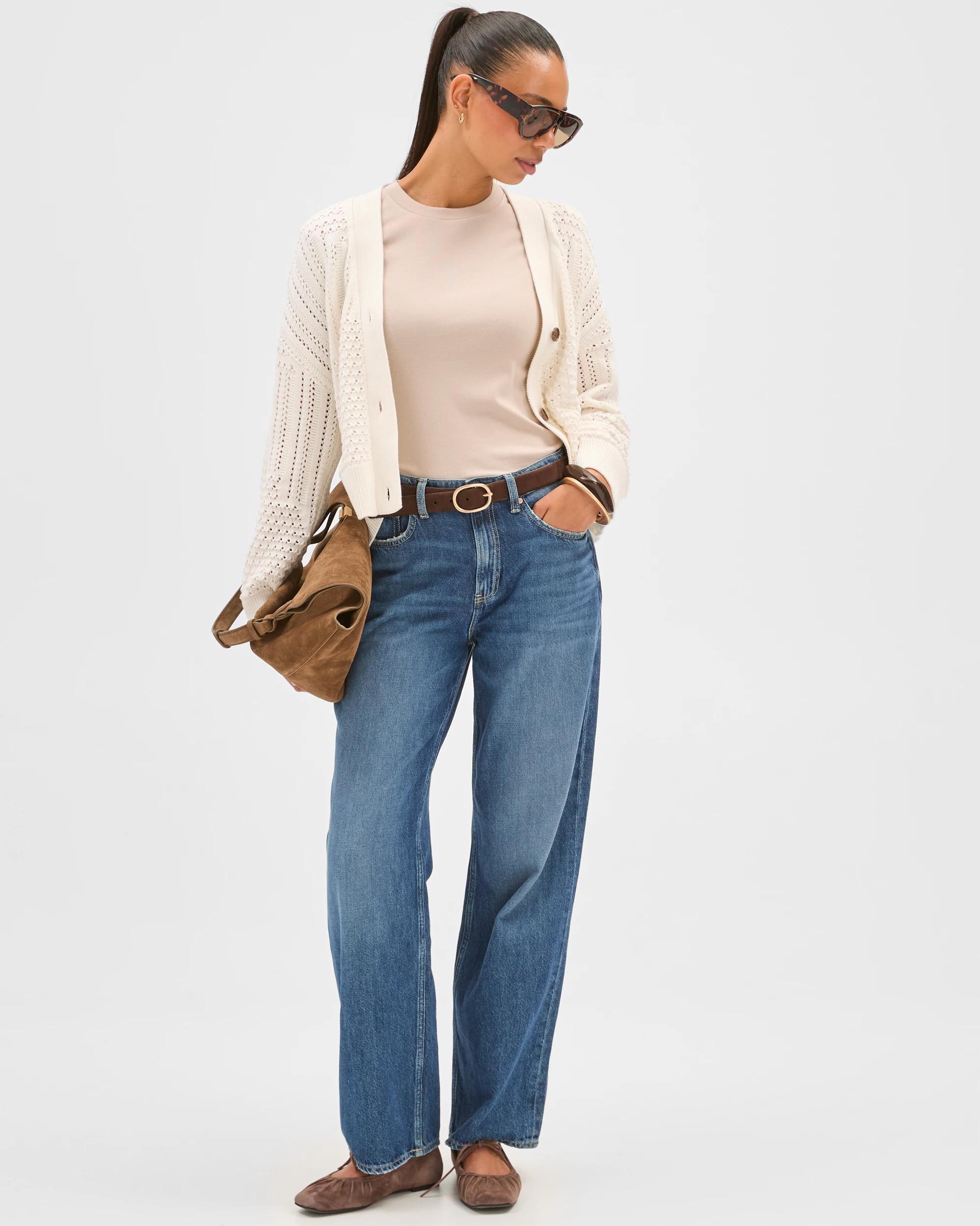 1 Target Woman Australian Cotton Crochet Knit Cardigan CLOUD DANCER, 1 of 7