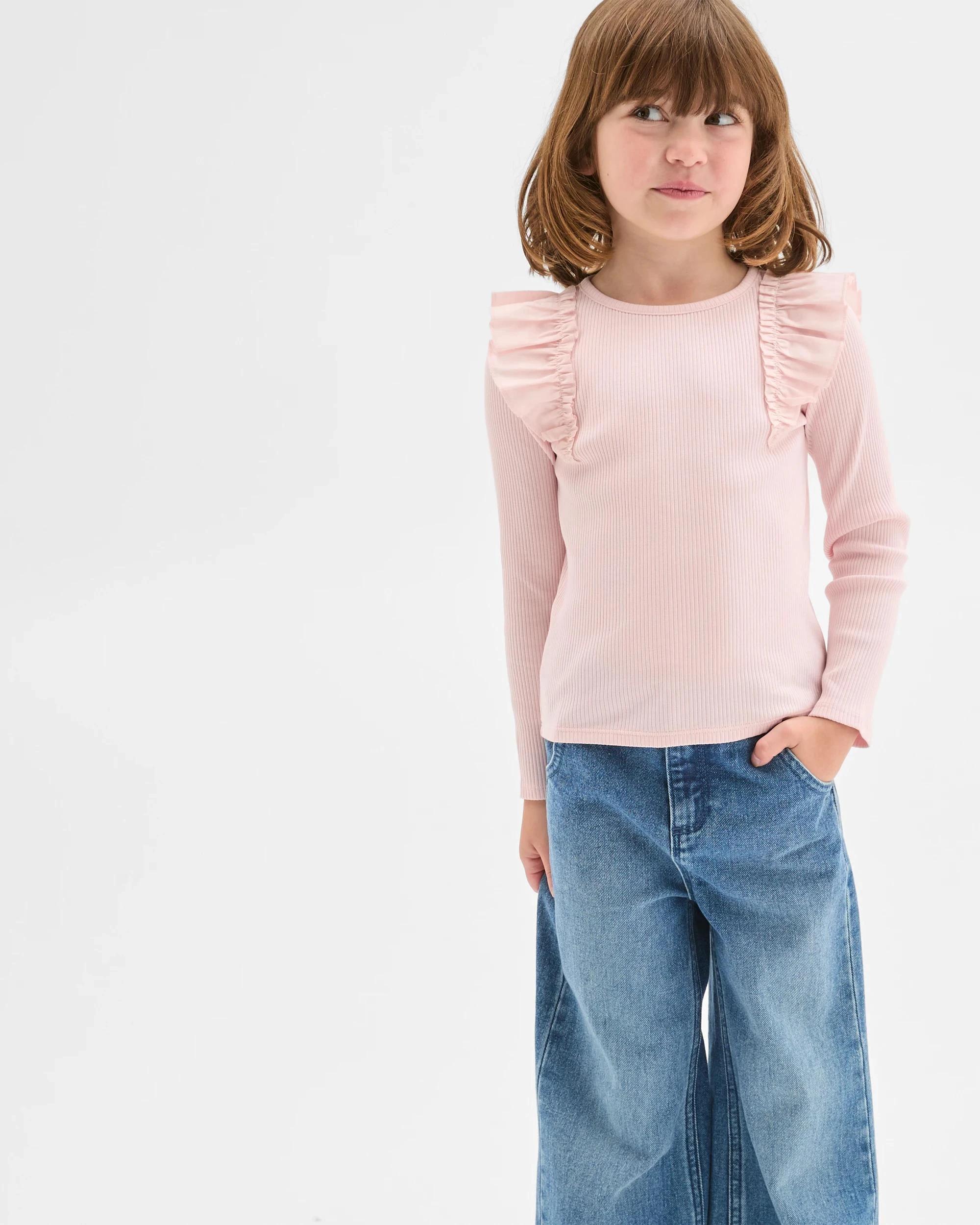1 Target Kids Australian Cotton Long Sleeve Ribbed Fashion T-Shirt SOLID PINK, 1 of 3