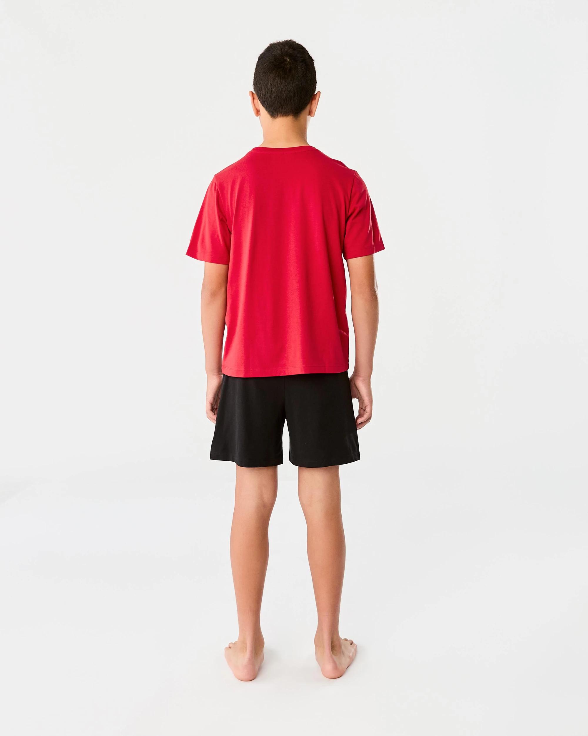 4 Short Sleeve Knit Pyjama Set Red Bball, 4 of 10