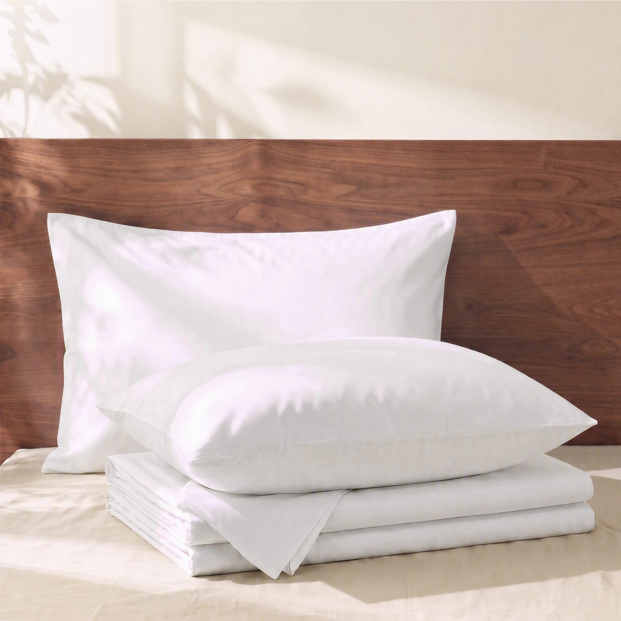 8 Giselle Bedding 500TC 100% Cotton Bed Sheet Set Includes Fitted Sheet 40cm Deep Pocket - Single Bed - White, 8 of 10
